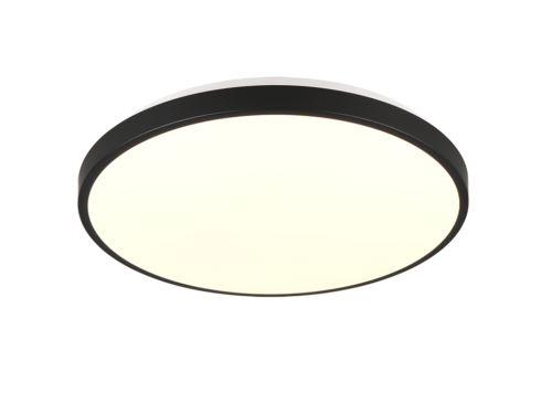 Plafondlamp Mumora zwart Ø38,5 cm met ronde witte LED-afwerking en strak, modern ontwerp