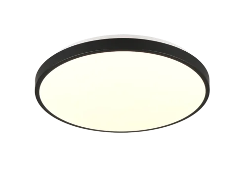 Plafondlamp Mumora zwart Ø38,5 cm met ronde witte LED-afwerking en strak, modern ontwerp