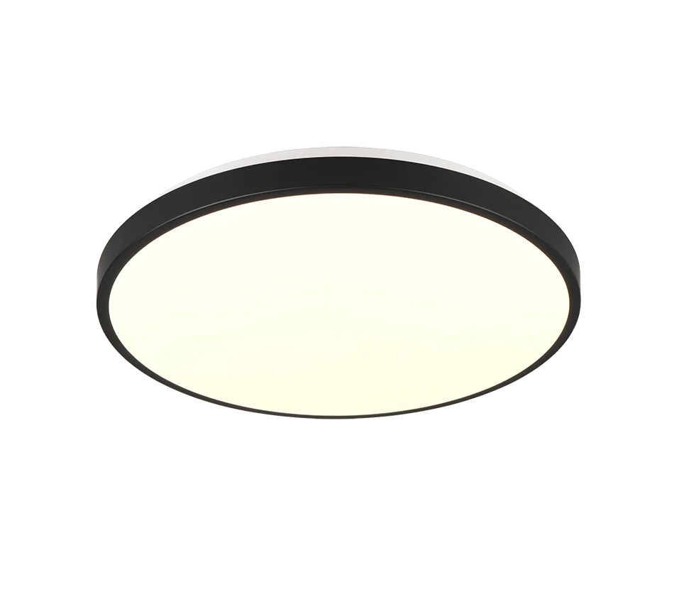 Plafondlamp Mumora zwart Ø38,5 cm met ronde witte LED-afwerking en strak, modern ontwerp