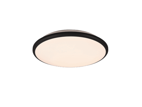 Plafondlamp Trumano matzwart met witte kap, ronde LED-plafonnière Ø34,7 cm voor warm licht