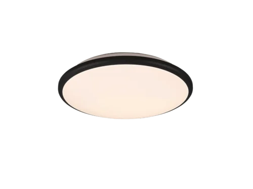 Plafondlamp Trumano matzwart met witte kap, ronde LED-plafonnière Ø34,7 cm voor warm licht