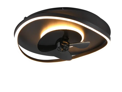 Ventilator Mildol Metaal Mat Zwart plafondventilator met ingebouwde LED-verlichting en modern rond design