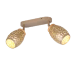 Spot Fleiskor Metaal plafondlamp met 2 draaibare spots, koffiekleurige metalen kap en warme verlichting