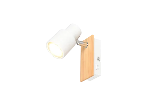 Brildun mat witte spotlamp met metalen wandbeugel en ingebouwde schakelaar, compact modern design