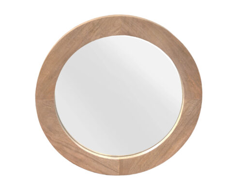 Spiegel Faunik Naturel Ø40 cm met ronde houten rand en rustige, natuurlijke uitstraling
