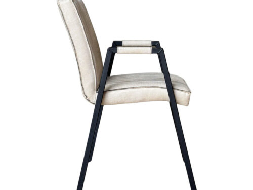 Eetkamerstoel  Caara beige armloos zwart metalen frame