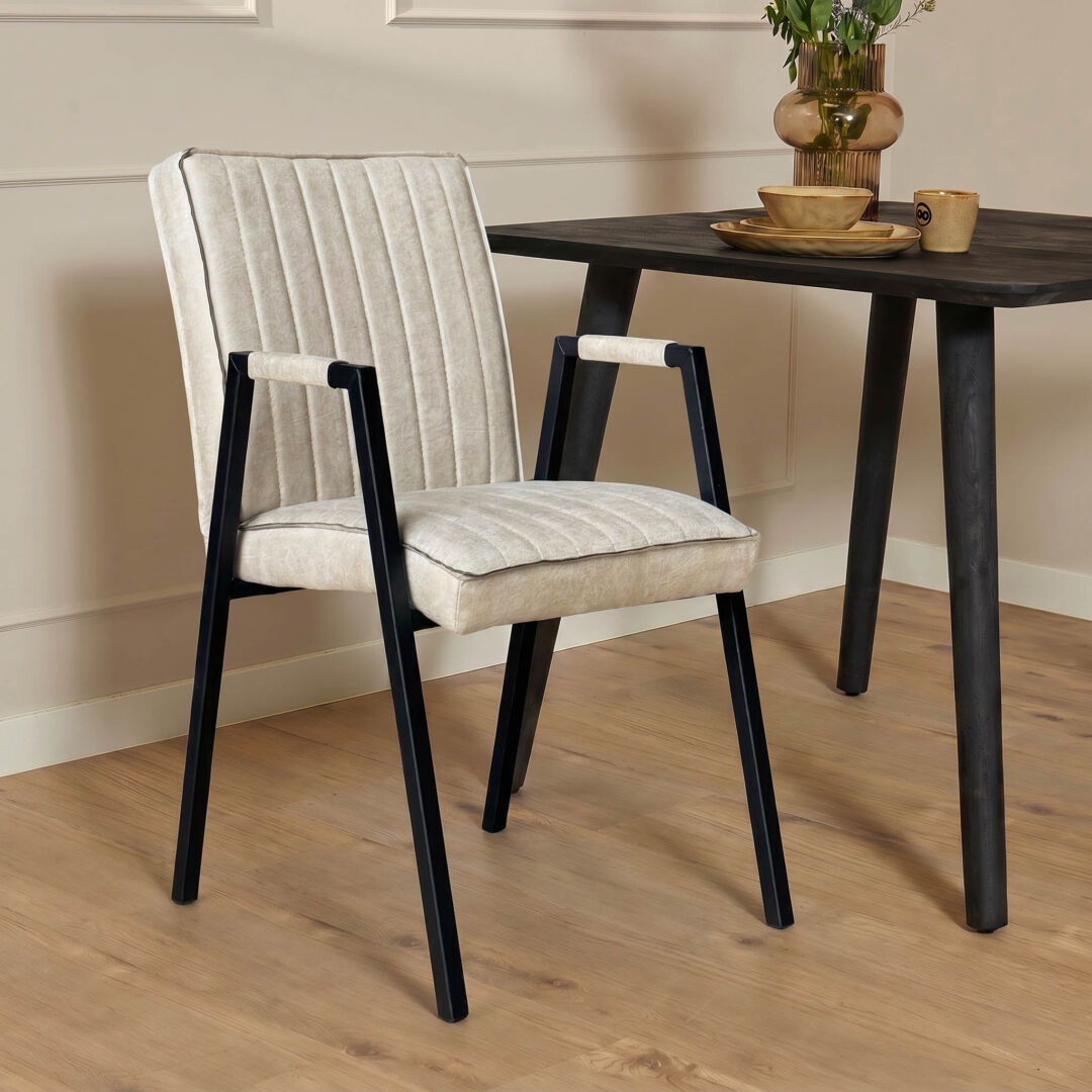 Eetkamerstoel Caara Armloos beige metaal - Afbeelding 11