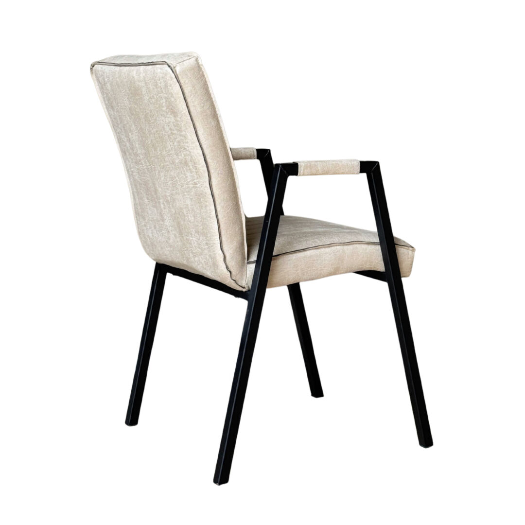 Eetkamerstoel Caara Armloos beige metaal - Afbeelding 4