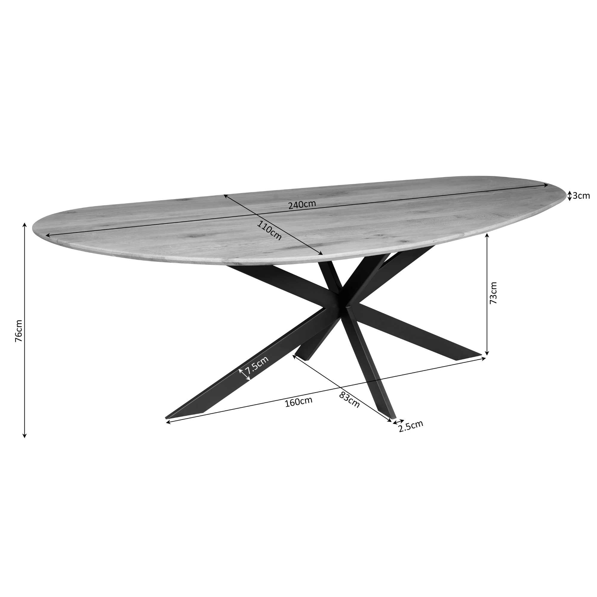 Eettafel Heesky Metaal 240 cm - Afbeelding 4
