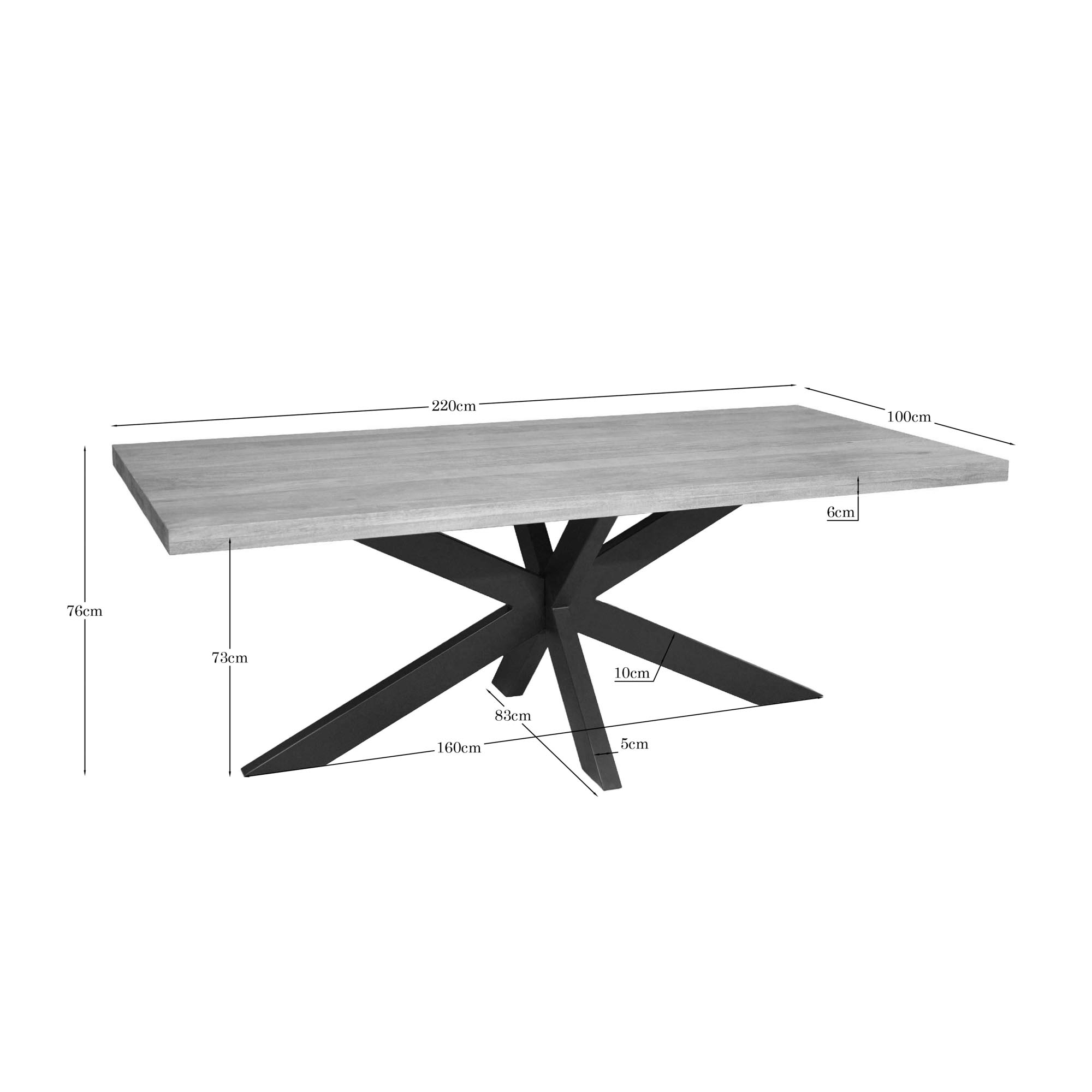Eettafel Jeldik Naturel 220 cm - Afbeelding 4