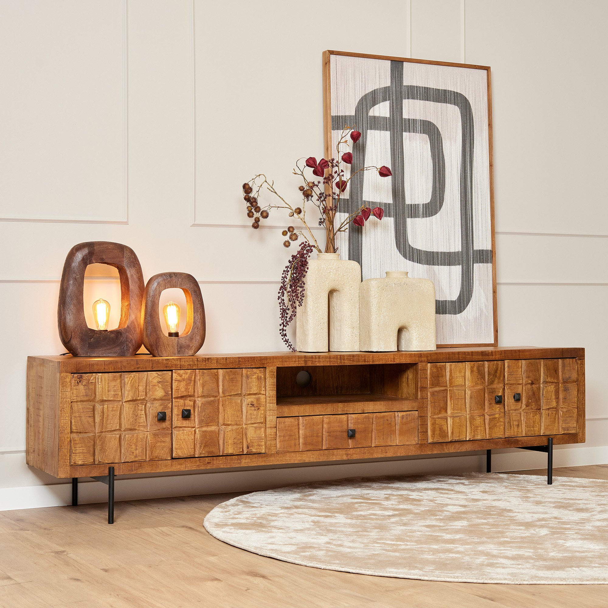 TV-meubel Roros Mangohout 220 cm