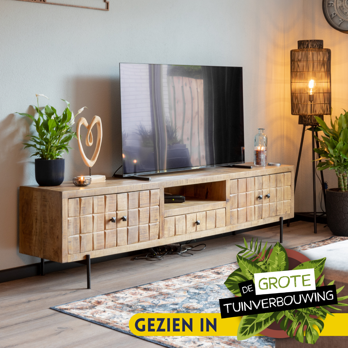 TV-meubel Roros Mangohout 220 cm - Afbeelding 2