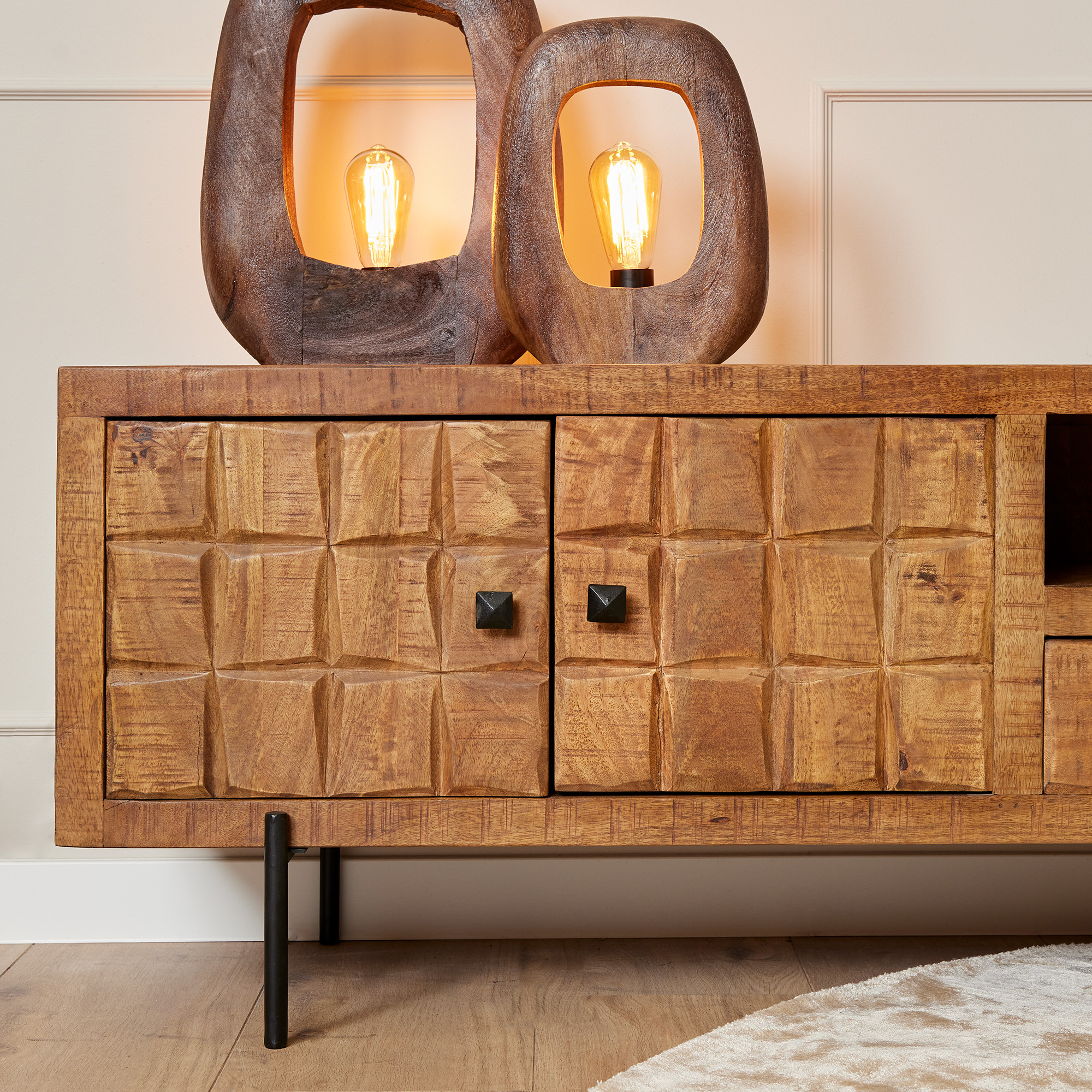 TV-meubel Roros Mangohout 220 cm - Afbeelding 3