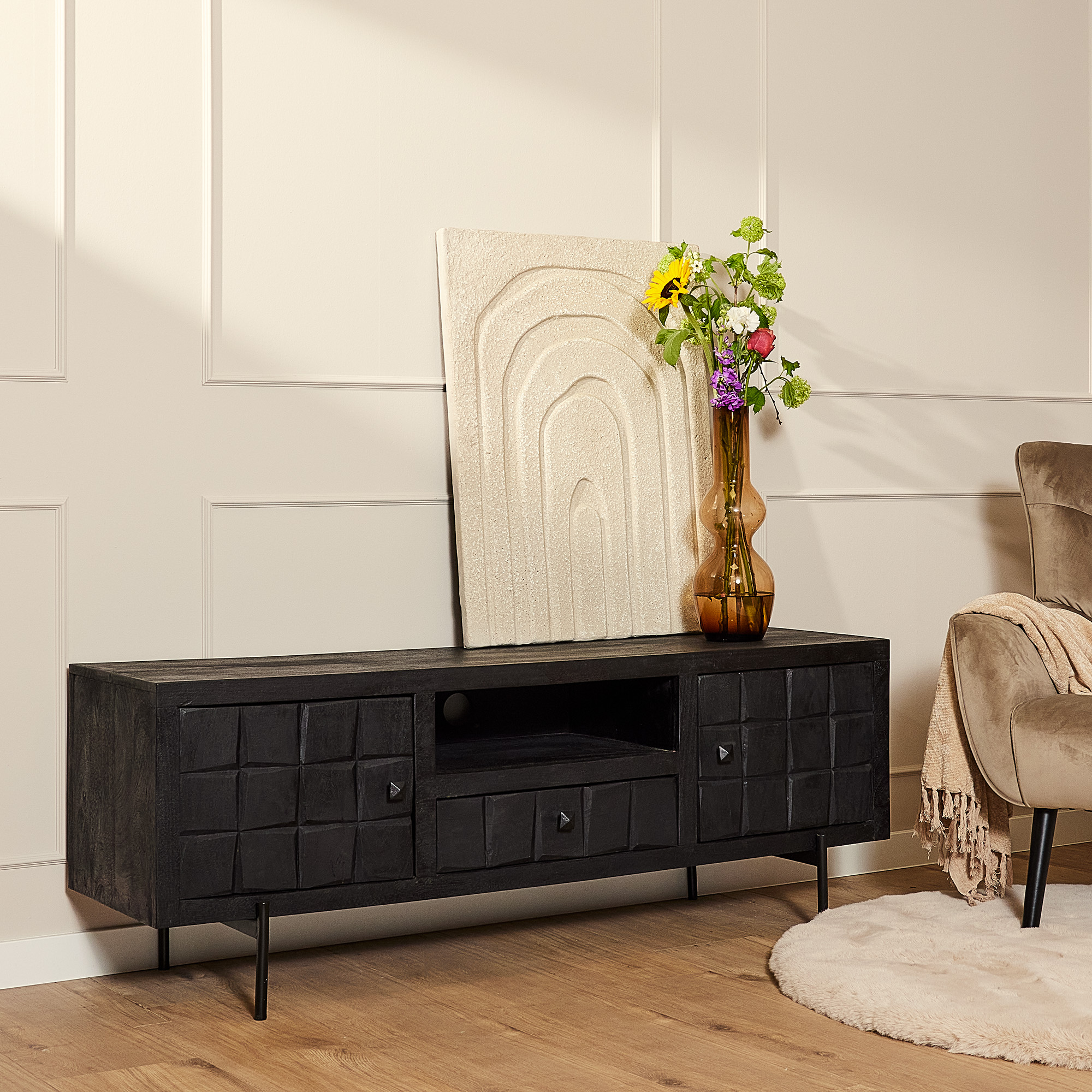 TV-meubel Staarol Zwart 150 cm