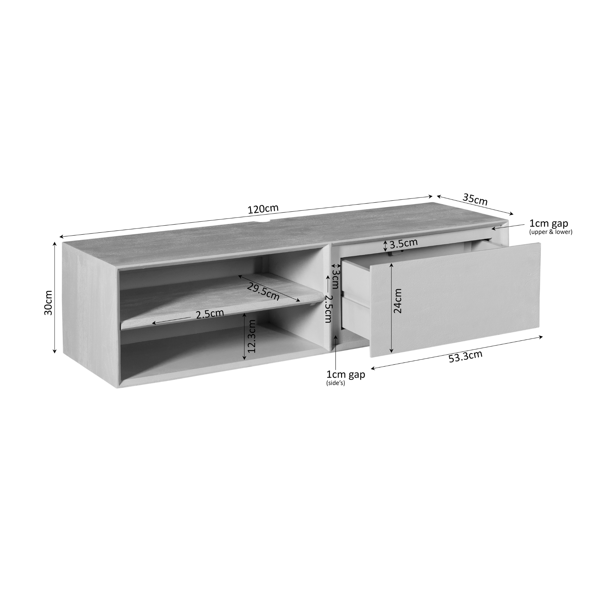 TV-meubel Furdira Naturel 120 cm - Afbeelding 2