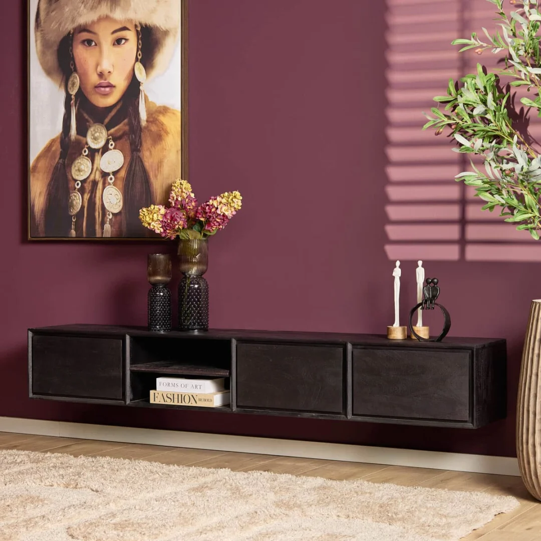 TV-meubel Graunnano Zwart 200 cm - Afbeelding 7