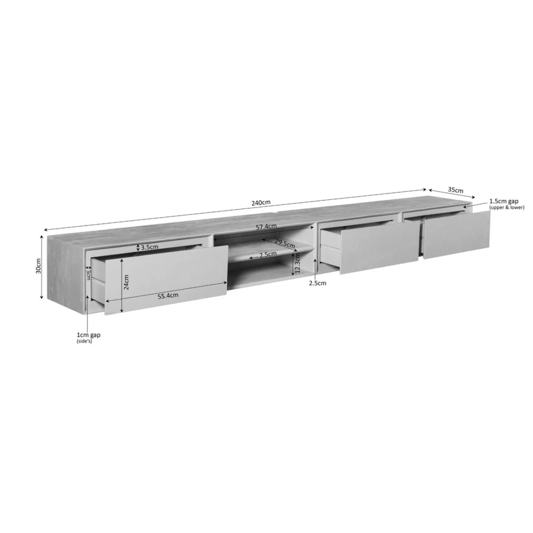TV-meubel Naumek Bruin 240 cm - Afbeelding 2