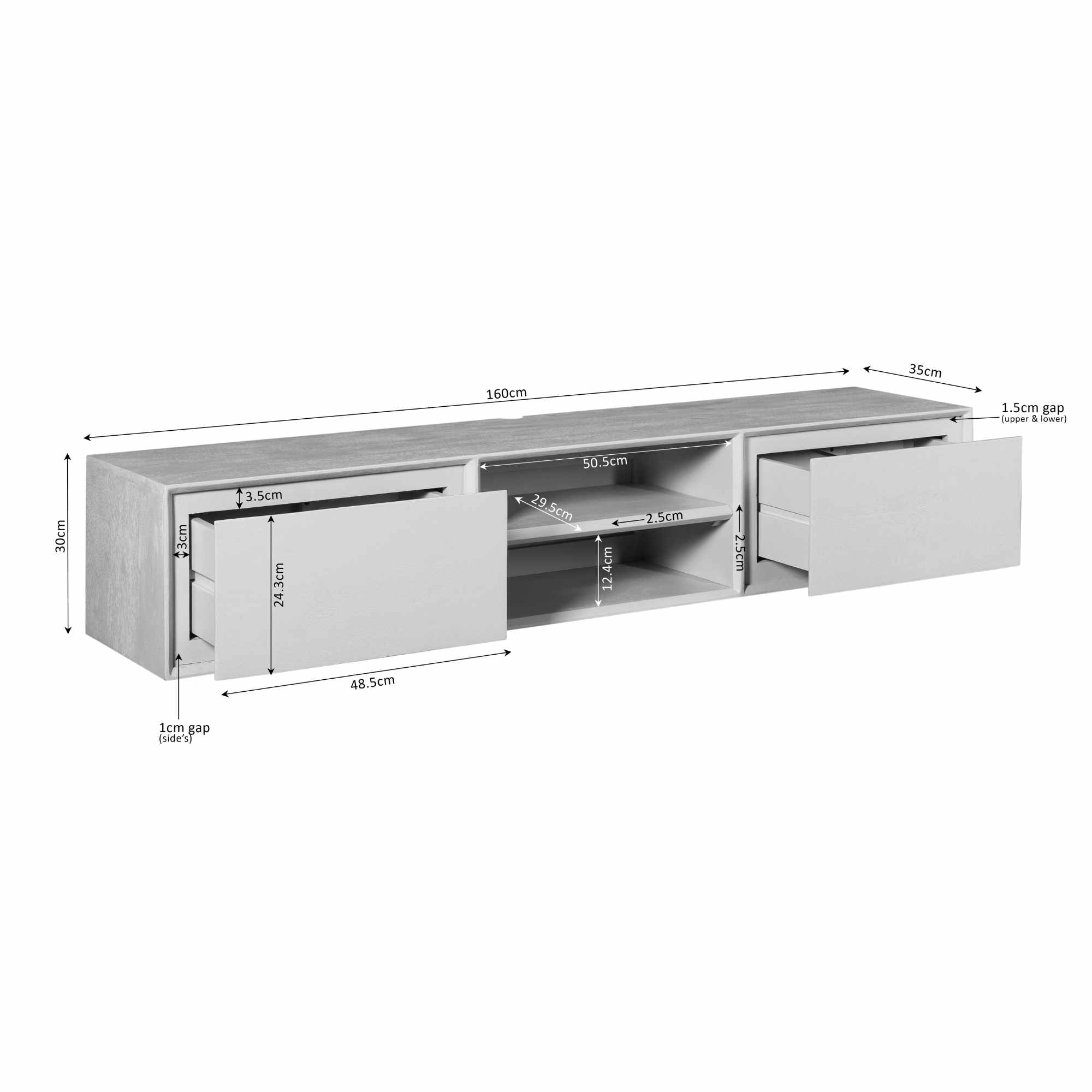 TV-meubel Neintar Taupe 160 cm - Afbeelding 2