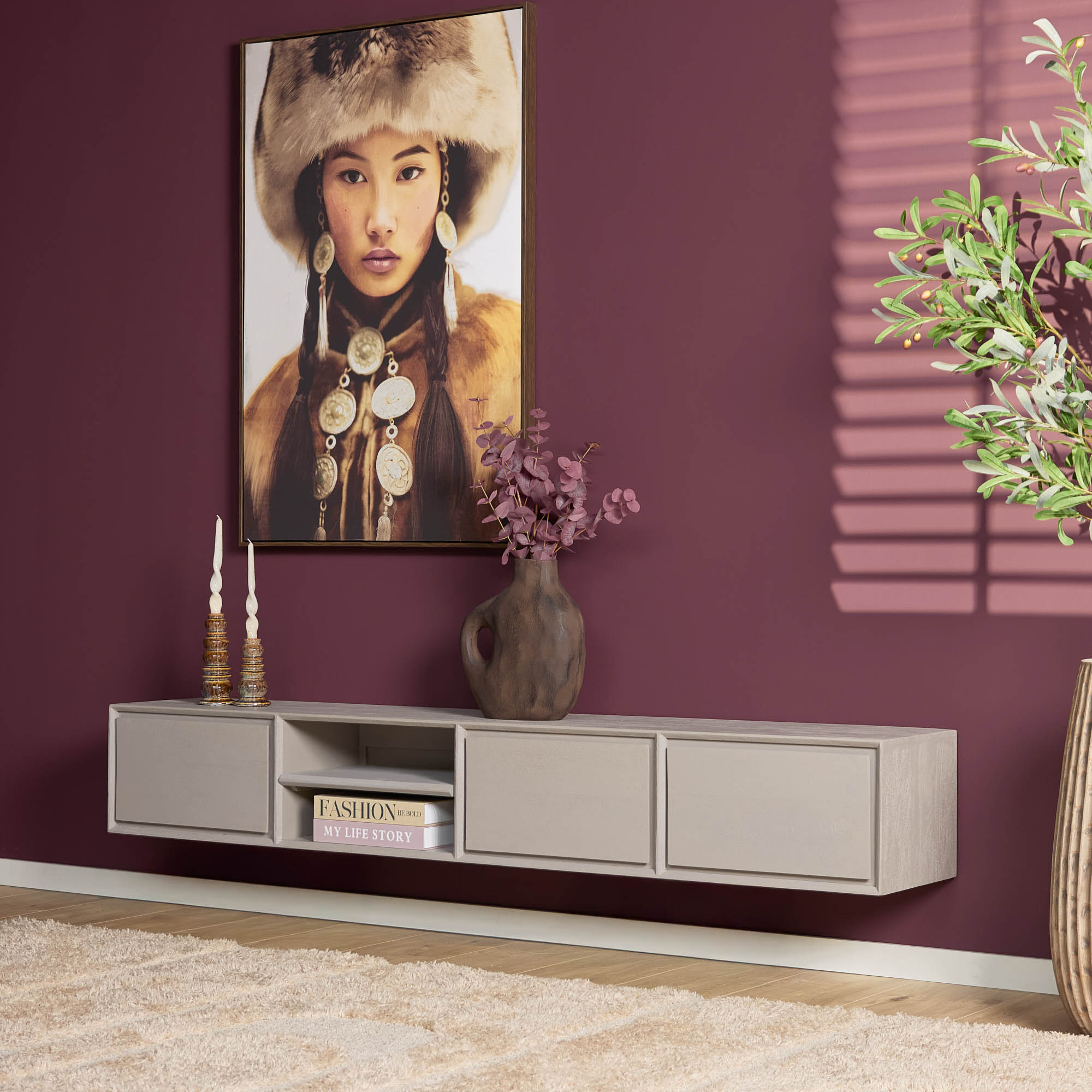 TV-meubel Meesy Taupe 200 cm - Afbeelding 11