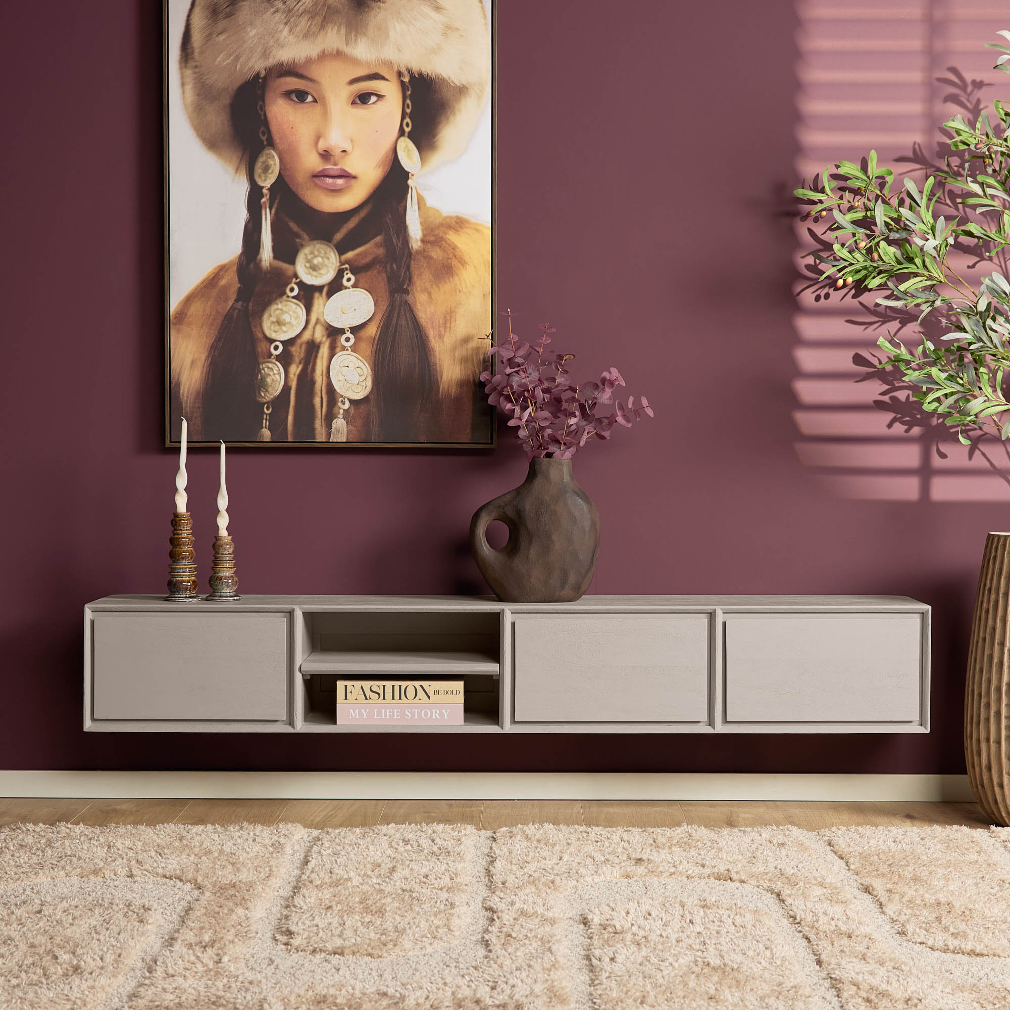 TV-meubel Meesy Taupe 200 cm - Afbeelding 12