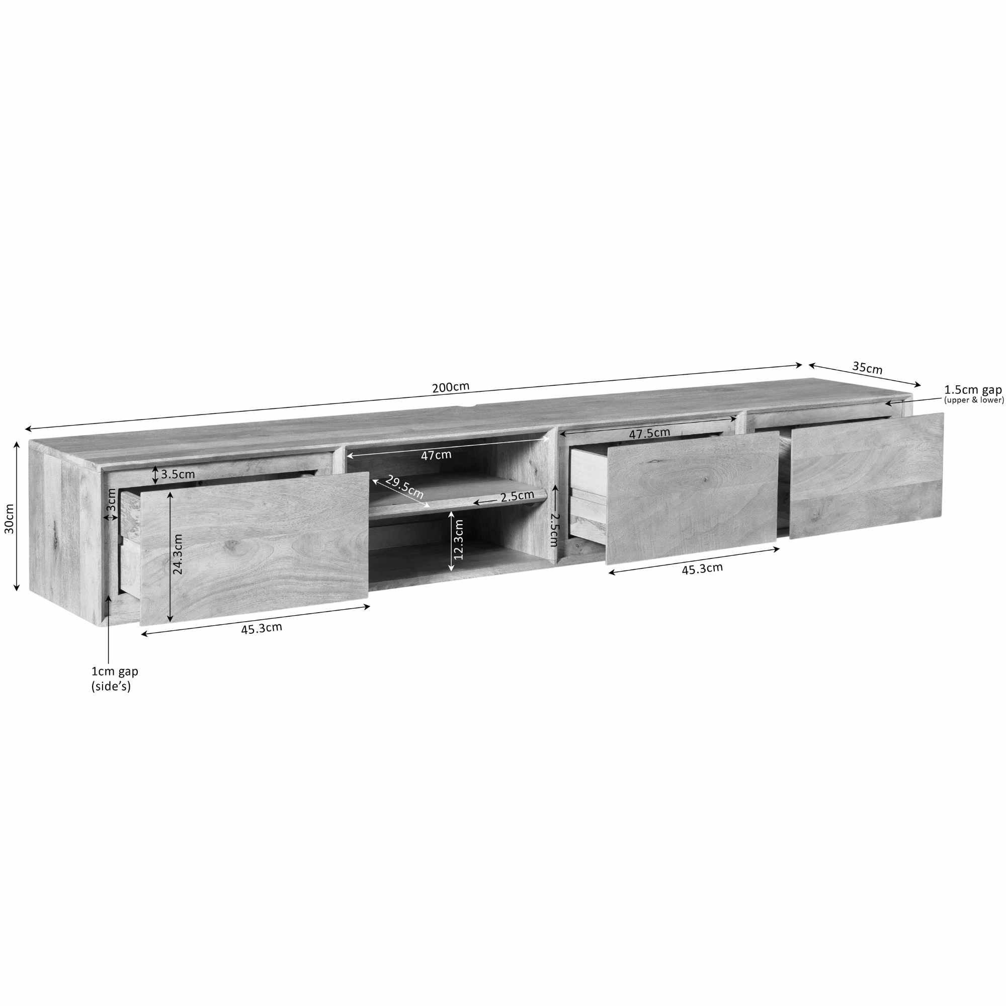TV-meubel Meesy Taupe 200 cm - Afbeelding 10