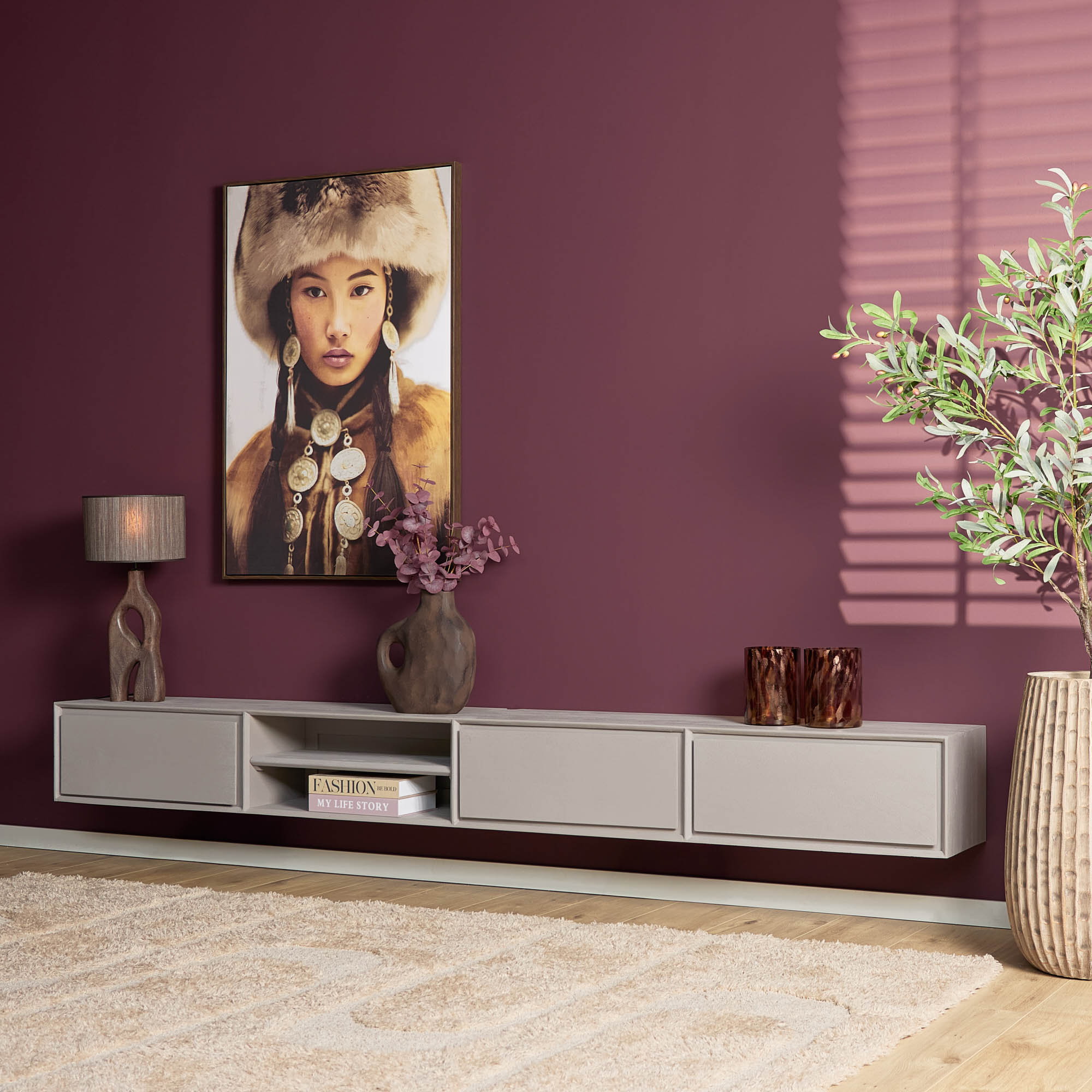 TV-meubel Neerdi Taupe 280 cm - Afbeelding 6