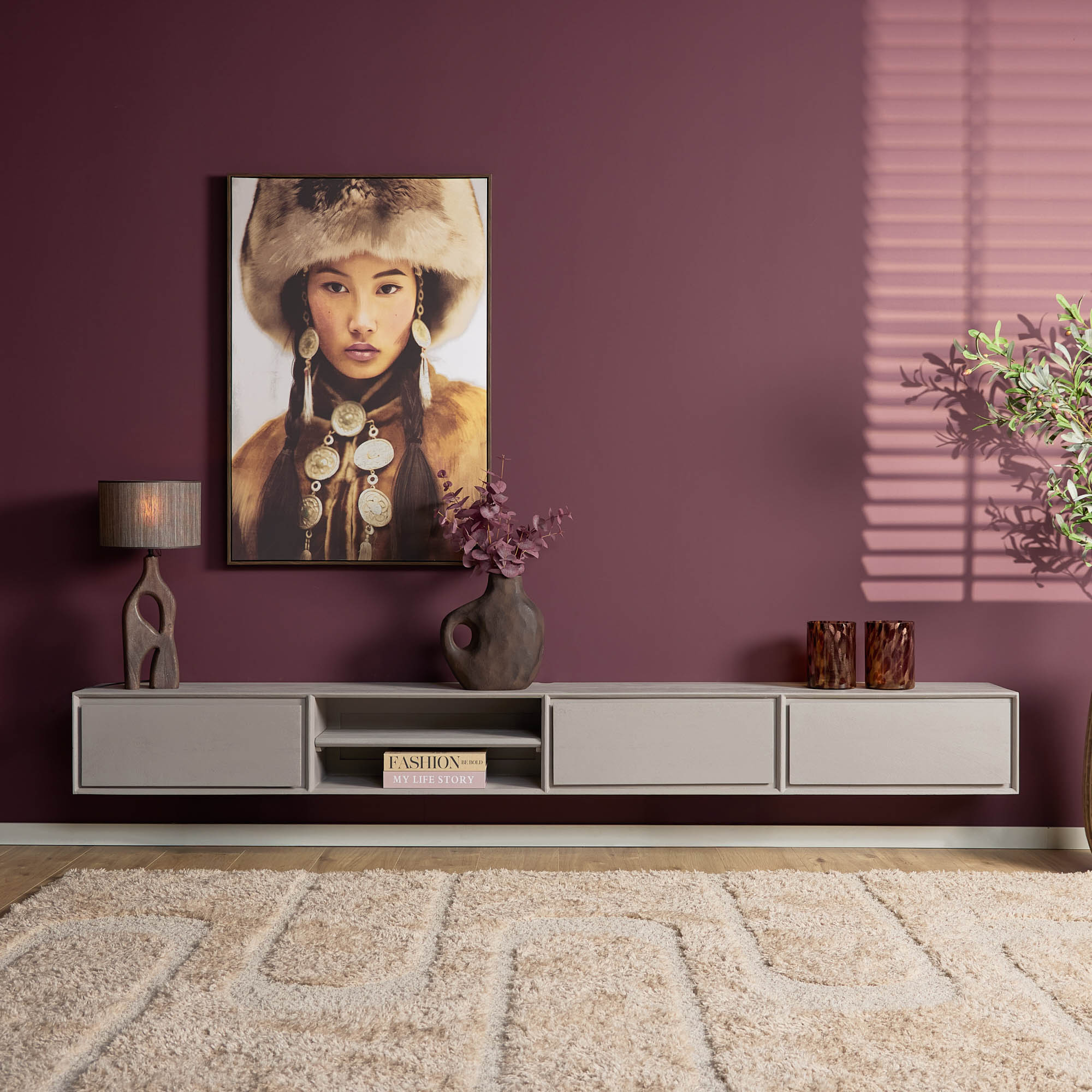 TV-meubel Neerdi Taupe 280 cm - Afbeelding 7