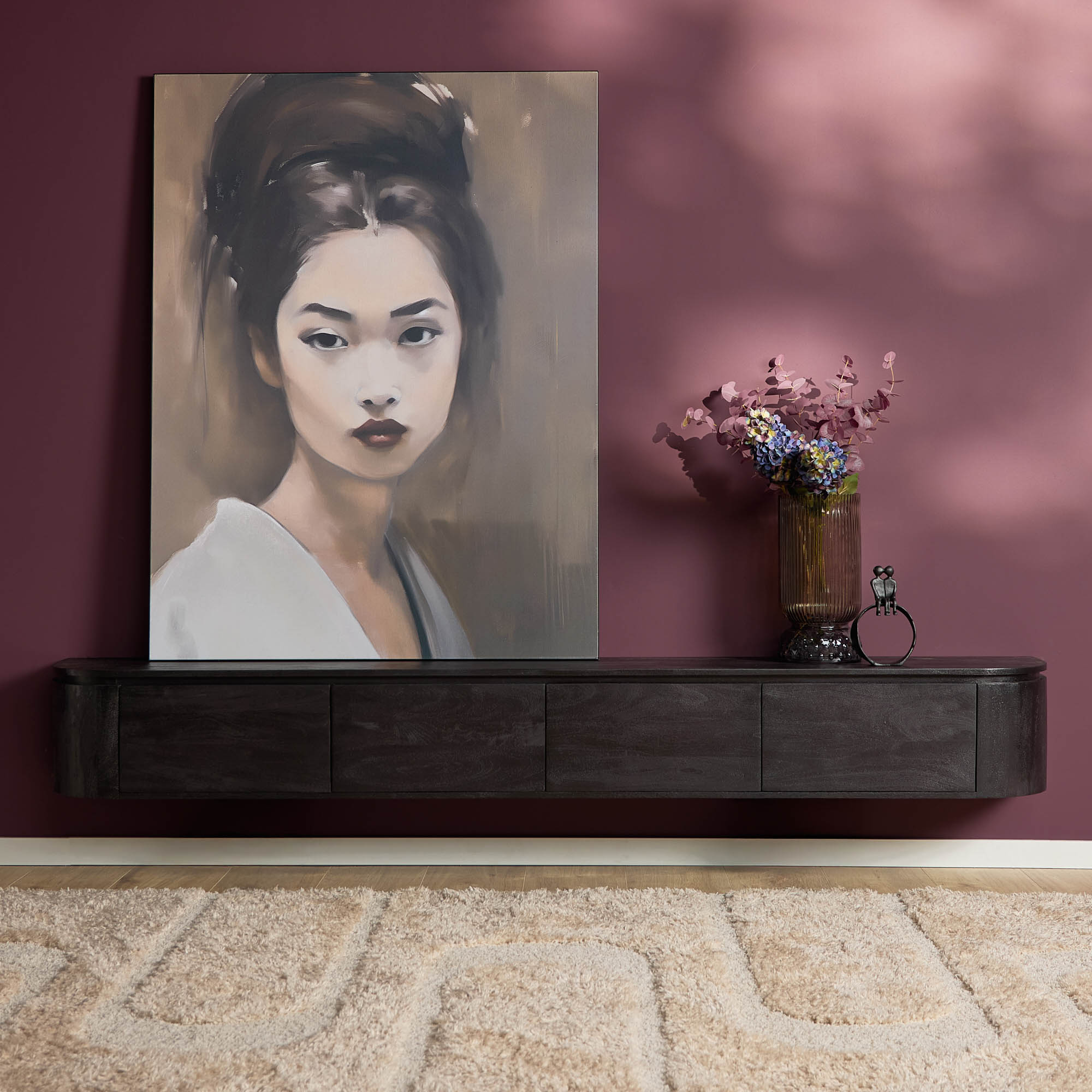TV-meubel Trinno Zwart 240 cm - Afbeelding 7