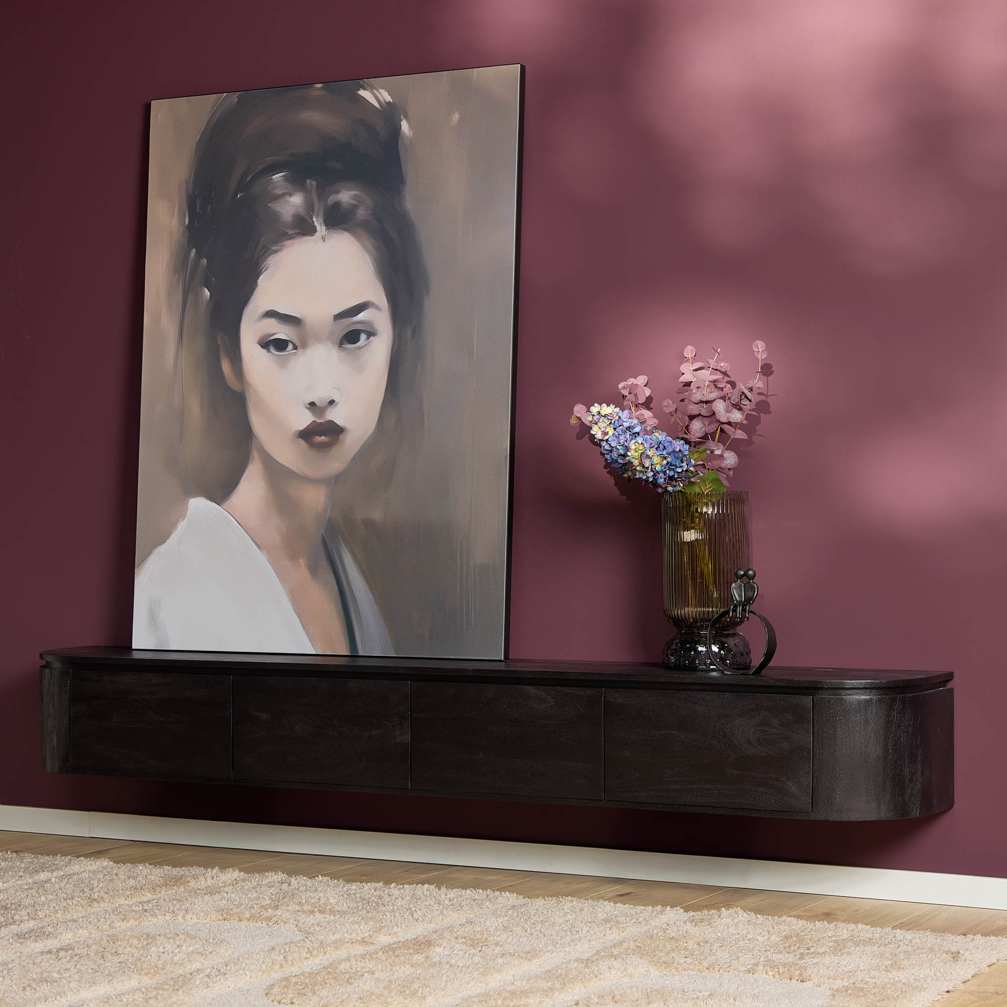 TV-meubel Trinno Zwart 240 cm - Afbeelding 8