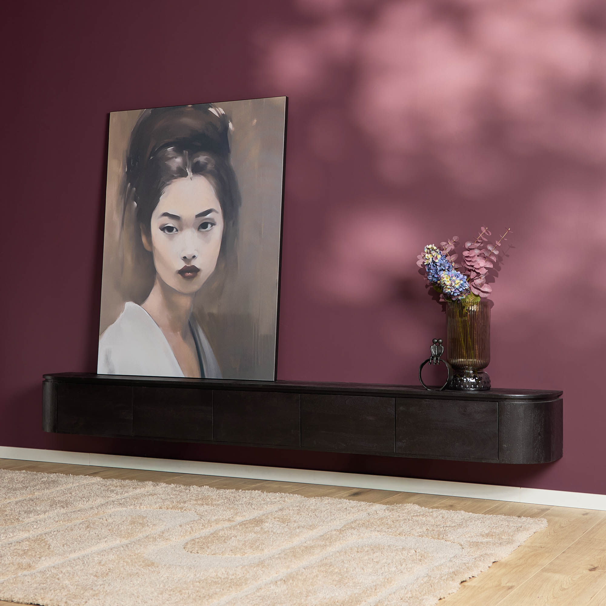 TV-meubel Cidol Zwart 280 cm - Afbeelding 7