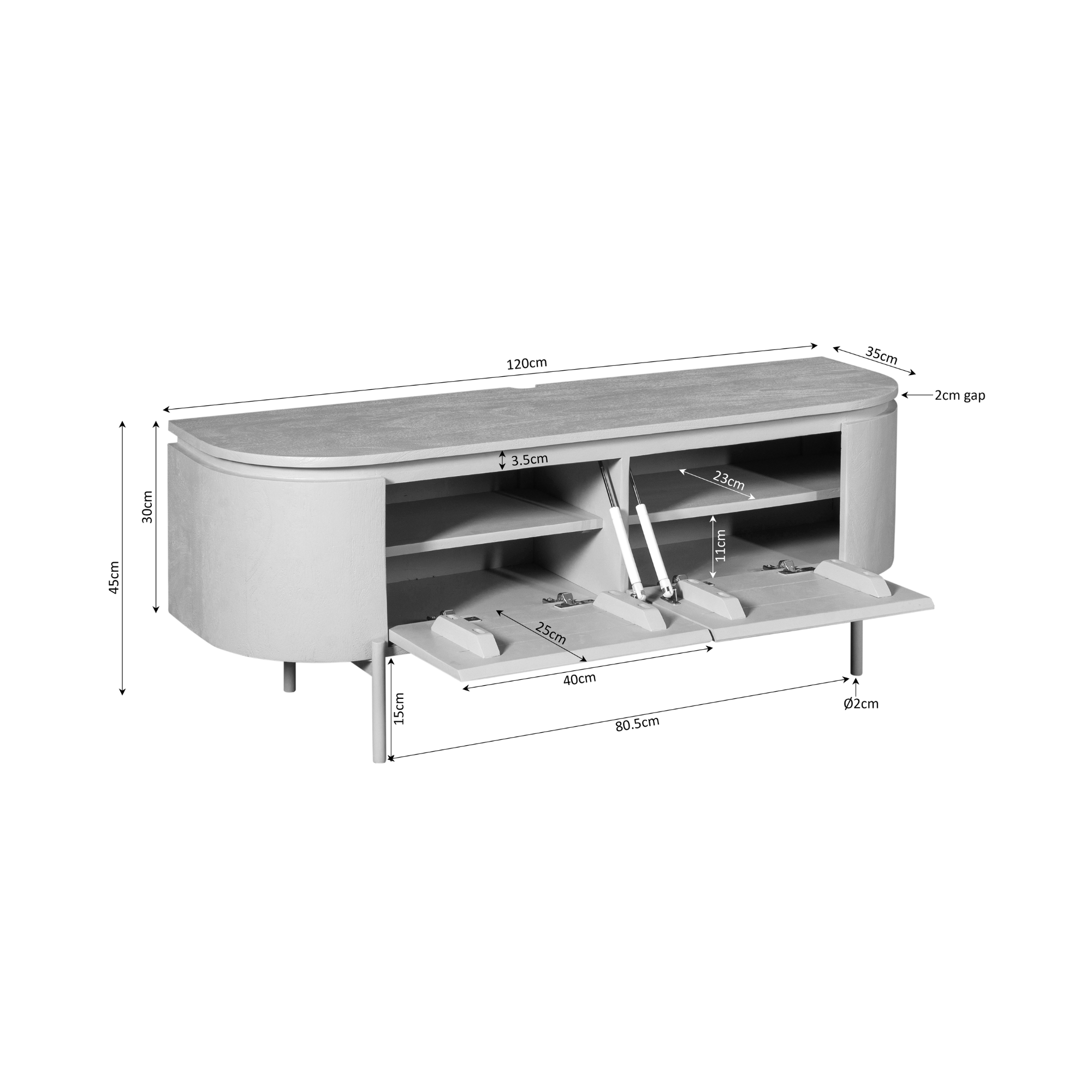 TV-meubel Grollin Bruin 120 cm - Afbeelding 2