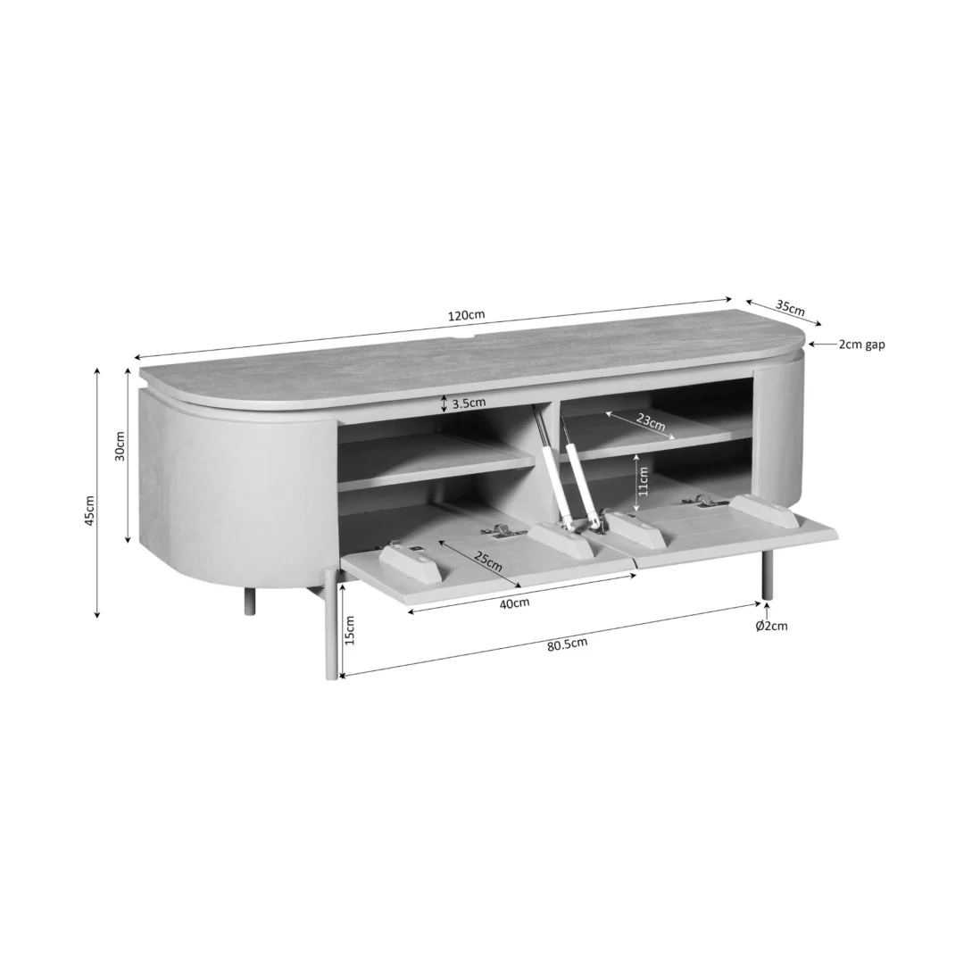 Tv meubel Virmen 120 cm mangohout - Afbeelding 4
