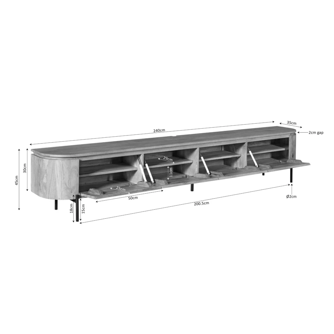 Tv meubel Trirnella 240 cm mangohout - Afbeelding 4