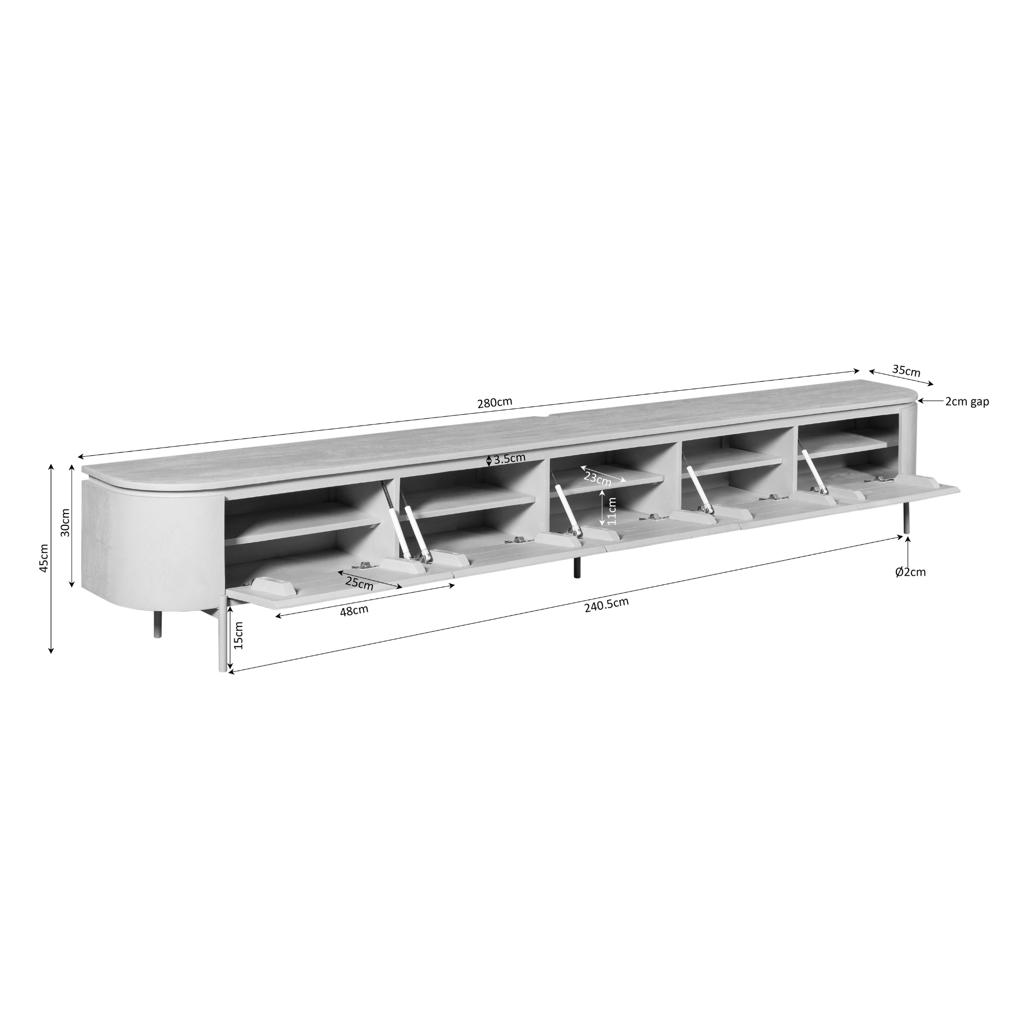 TV-meubel Aswan Taupe 280 cm - Afbeelding 13