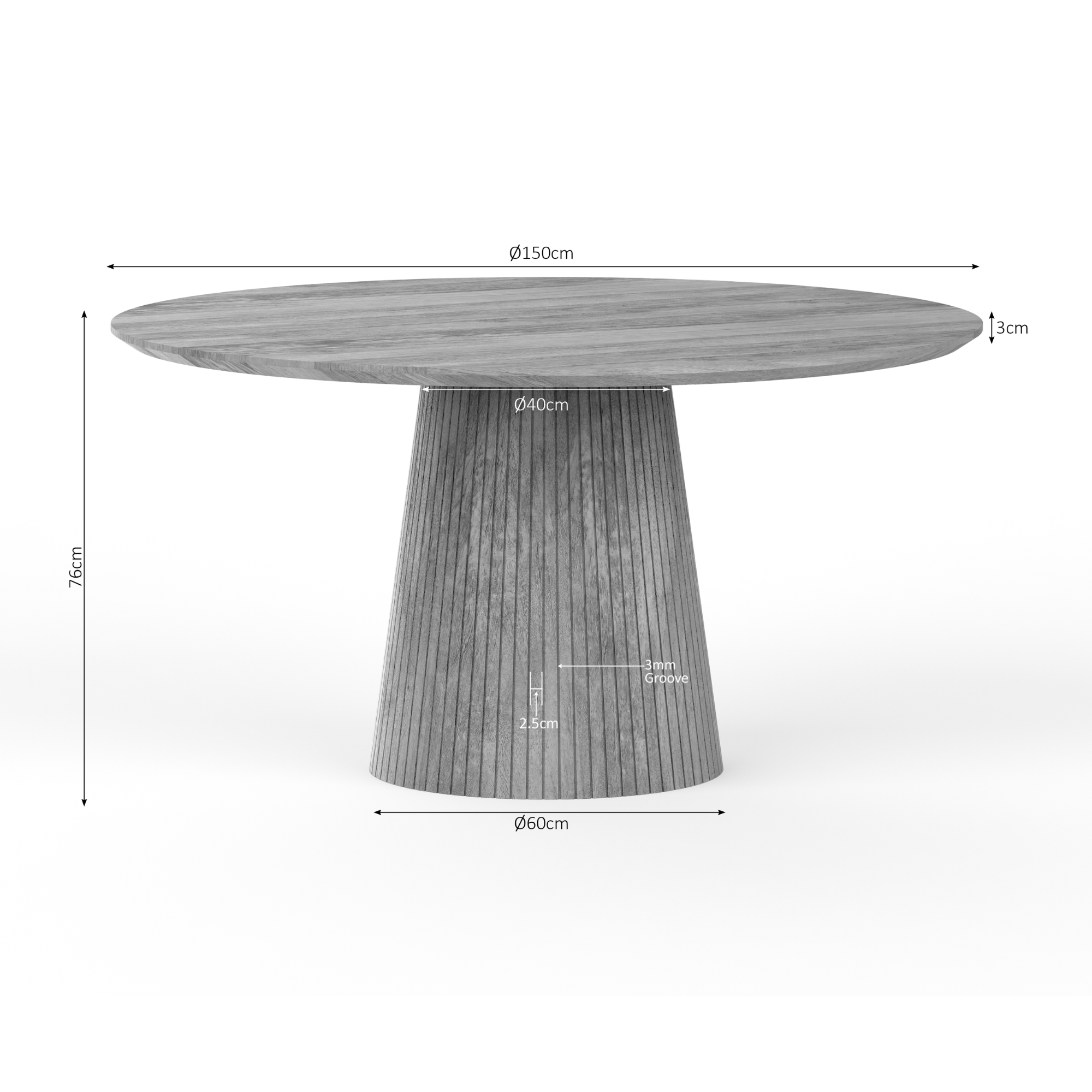 Eettafel Dammel Mangohout 150 cm - Afbeelding 8