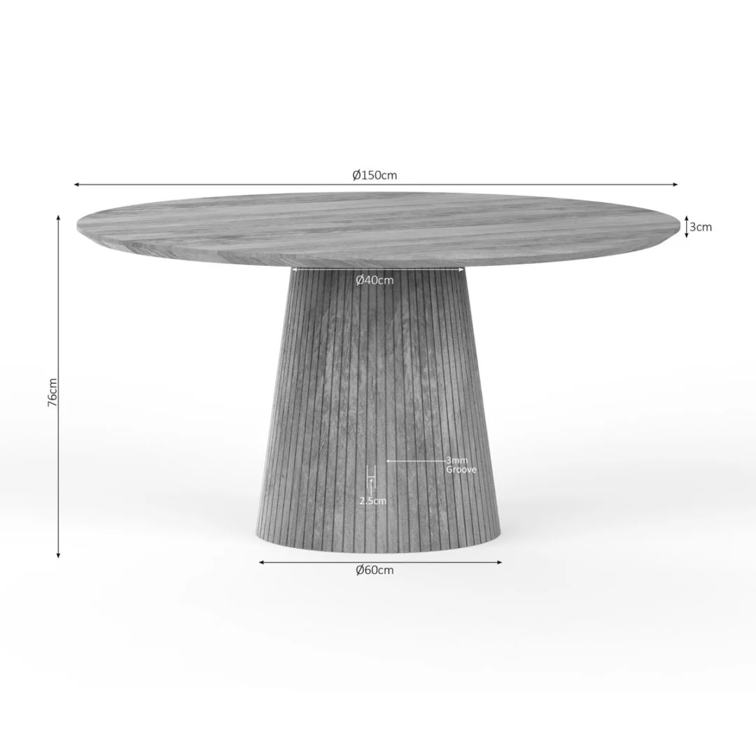 Eettafel Dammel Mangohout 150 cm - Afbeelding 8