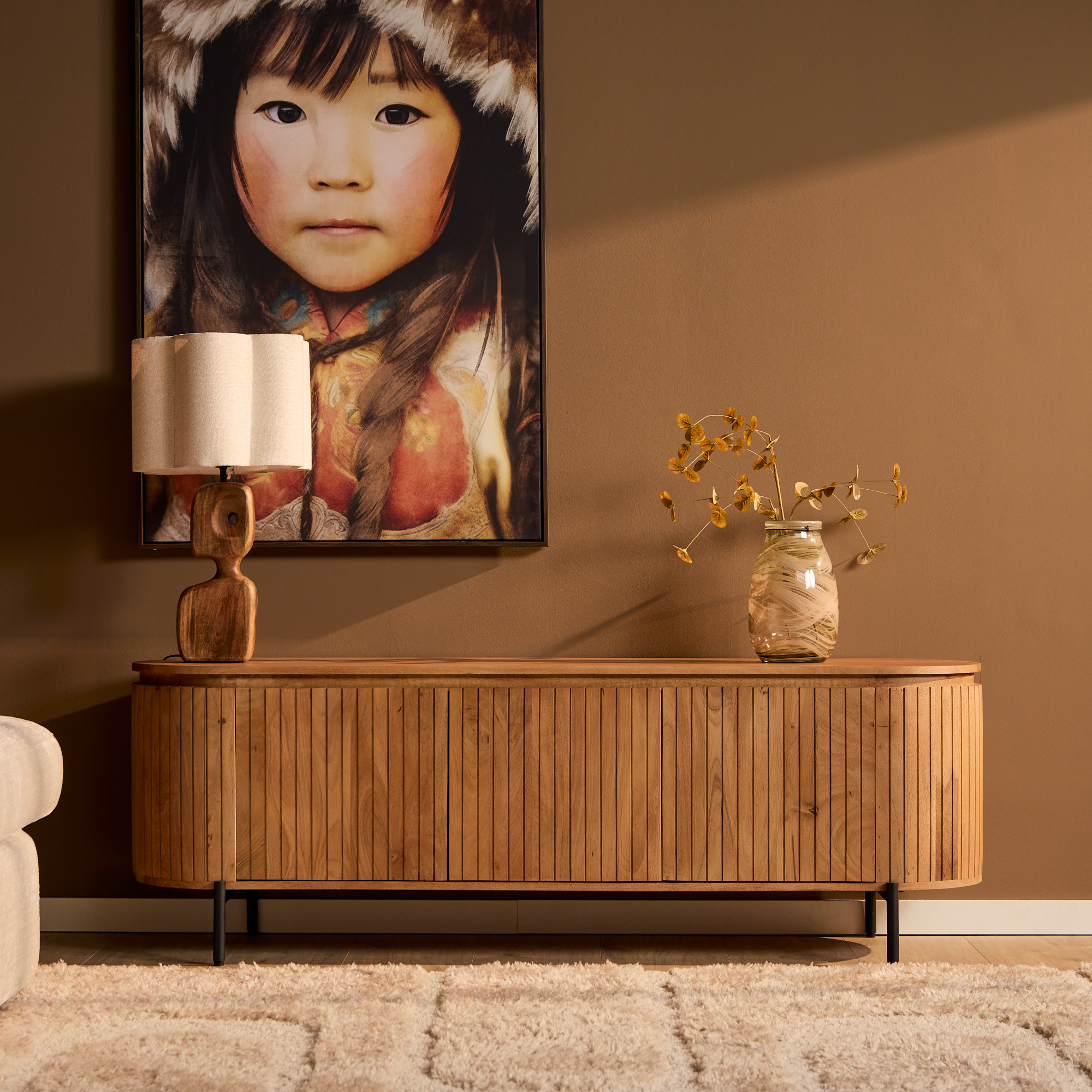 TV-meubel Stoolvena Naturel 165 cm - Afbeelding 3