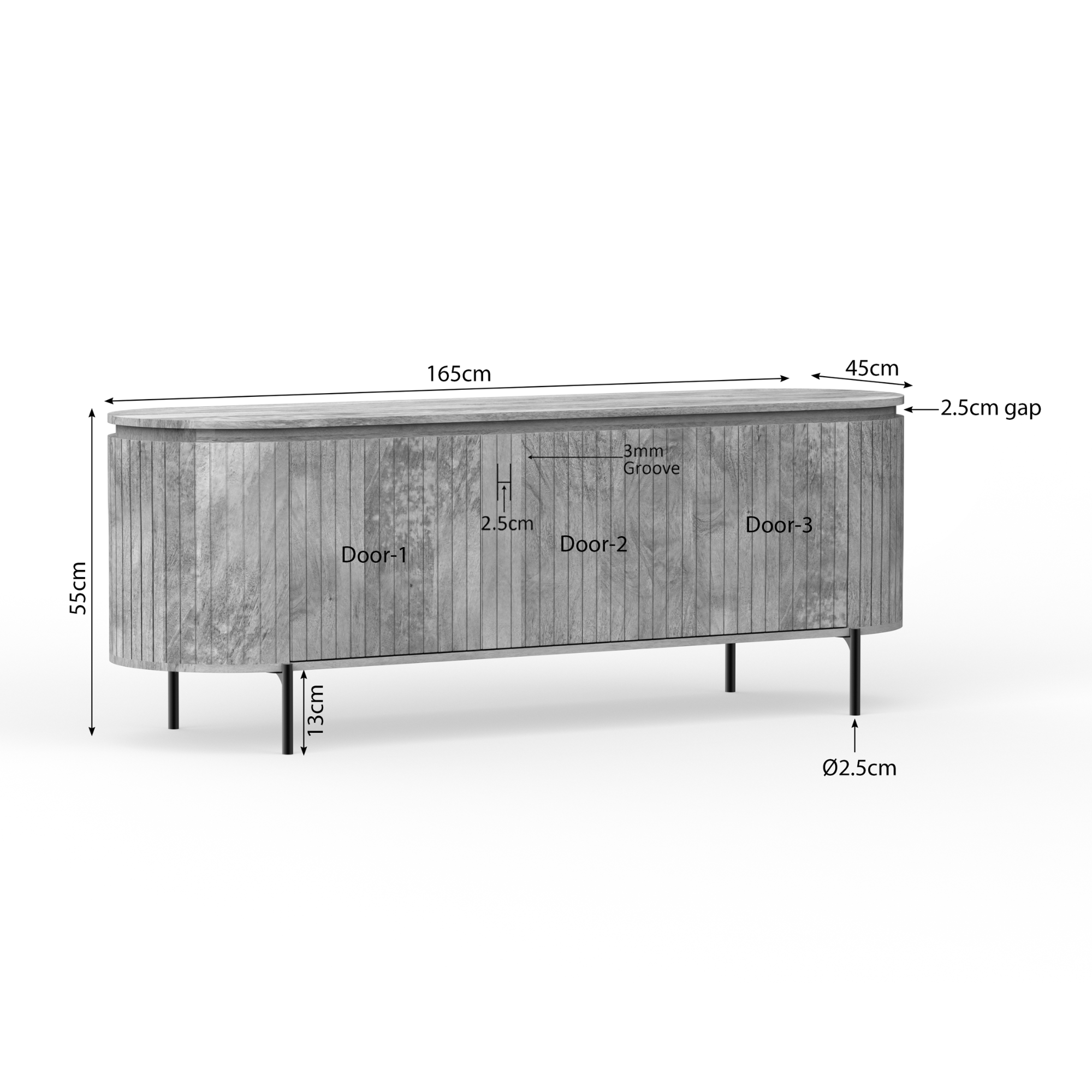 TV-meubel Stoolvena Naturel 165 cm - Afbeelding 8