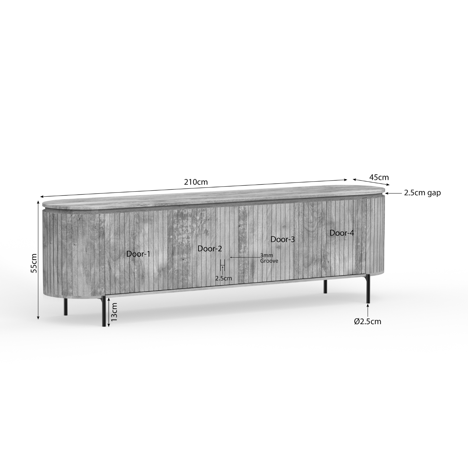 TV-meubel Fernund Naturel 210 cm - Afbeelding 4