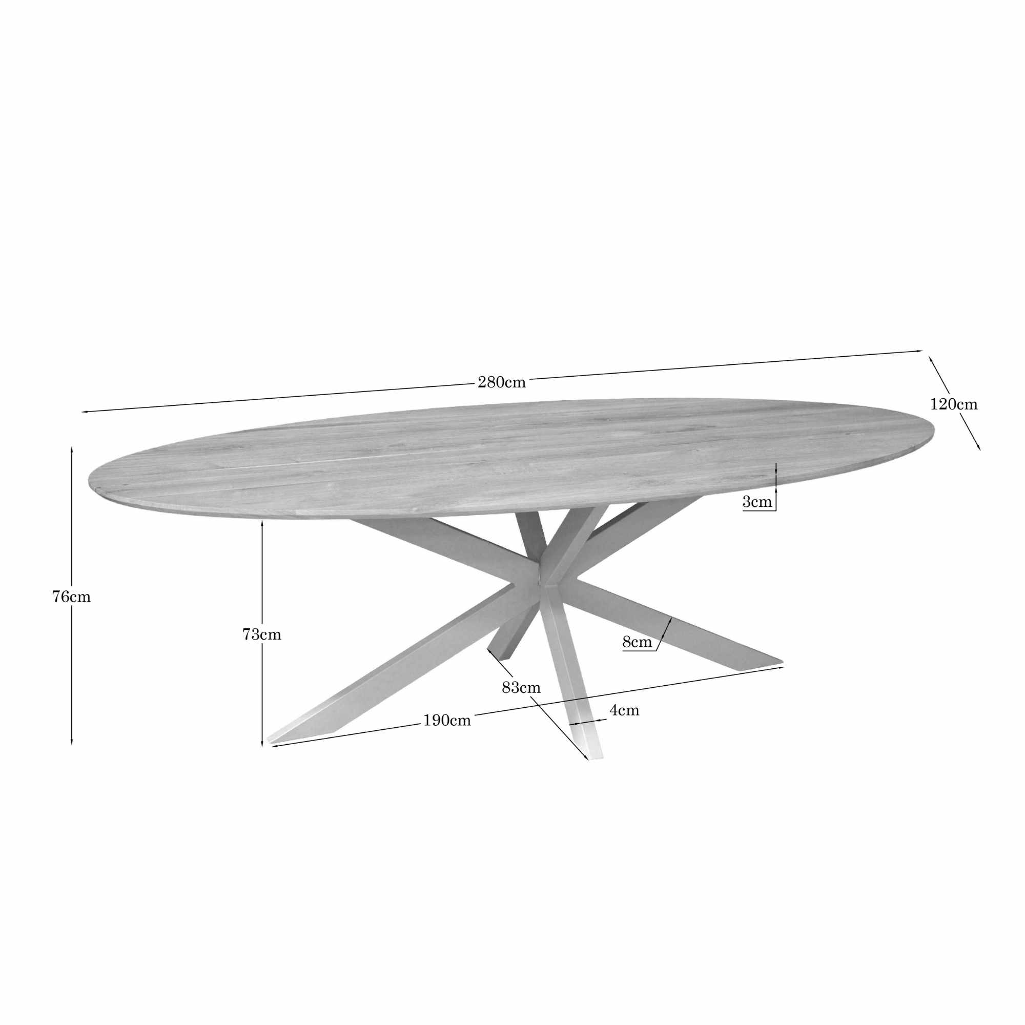 Eettafel Deldand Metaal 280 cm - Afbeelding 4