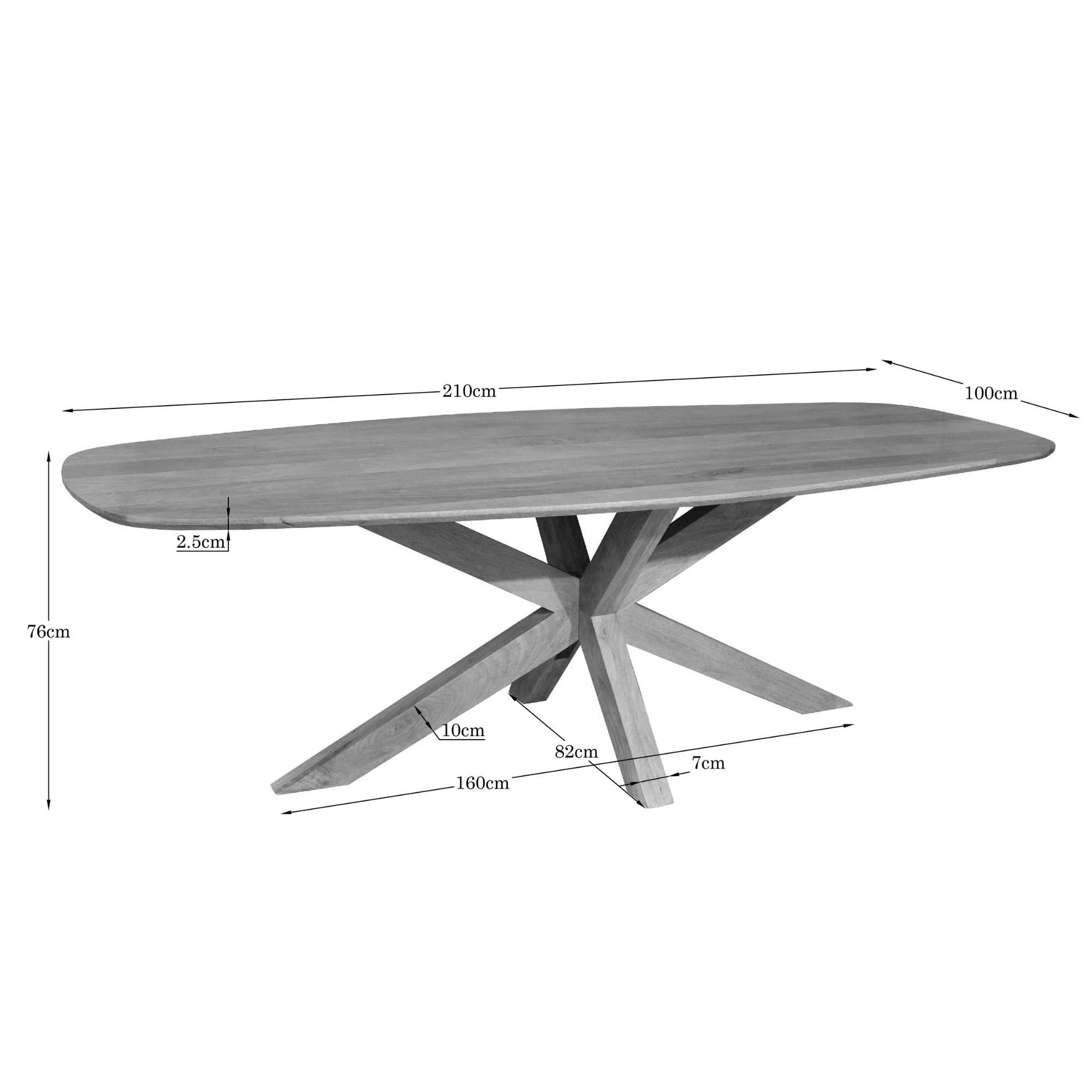 Eettafel Loltal Mangohout 210 cm - Afbeelding 6