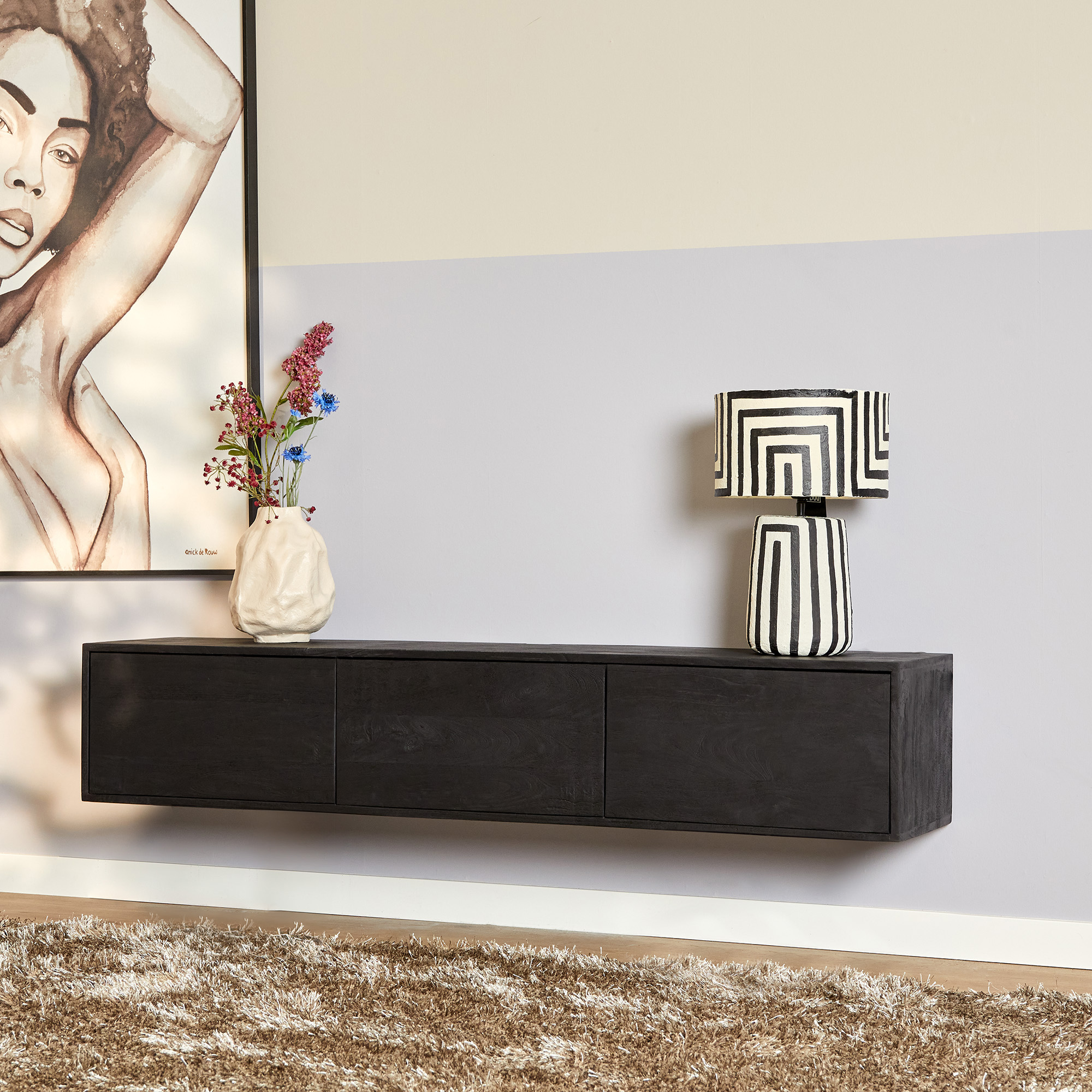 TV-meubel Seerro Zwart 160 cm