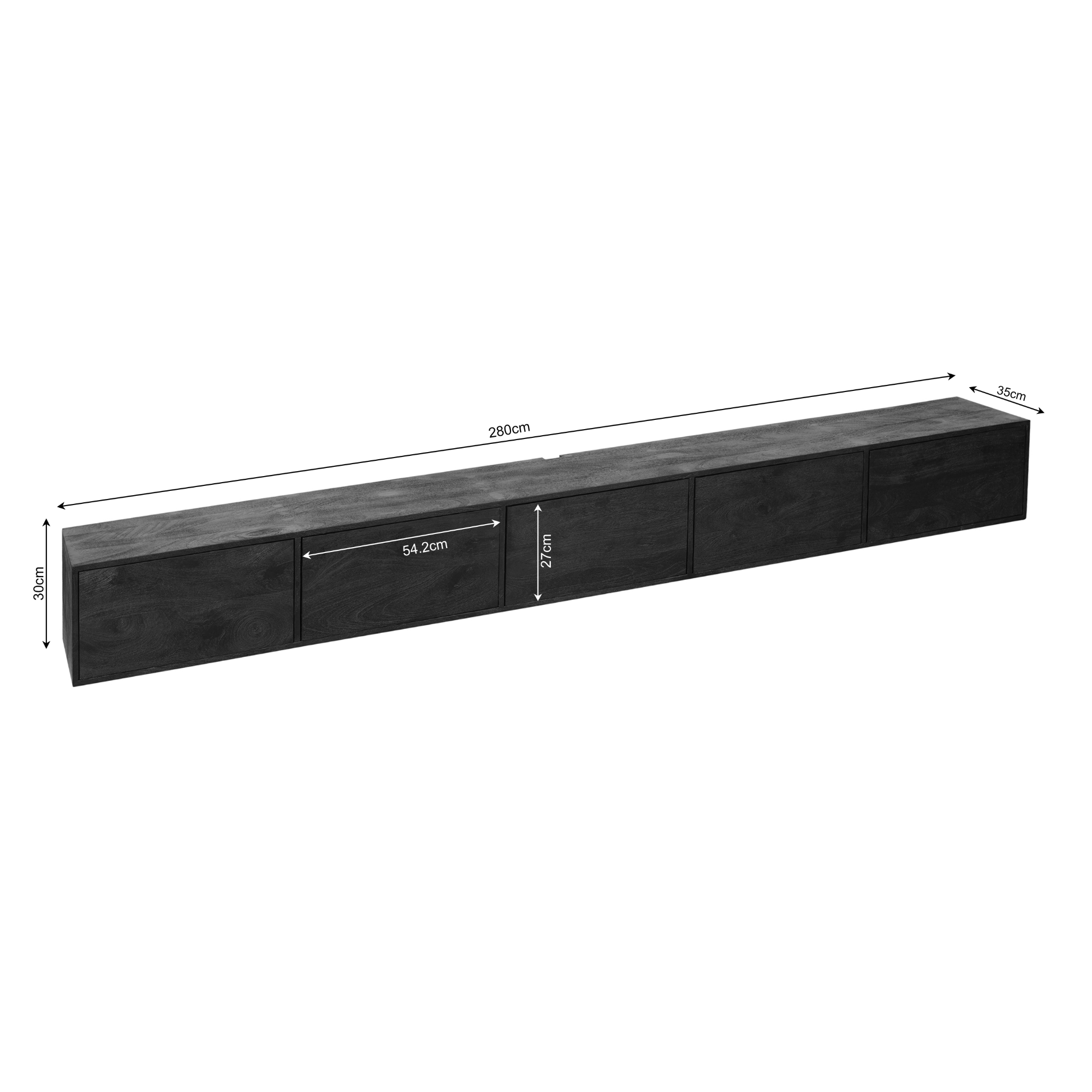 TV-meubel Gralvine Zwart 280 cm - Afbeelding 4