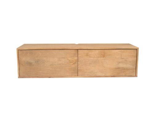 TV-meubel Ralio Naturel 120 cm van mangohout, handgemaakt met rustige natuurlijke houtnerf en twee deuren