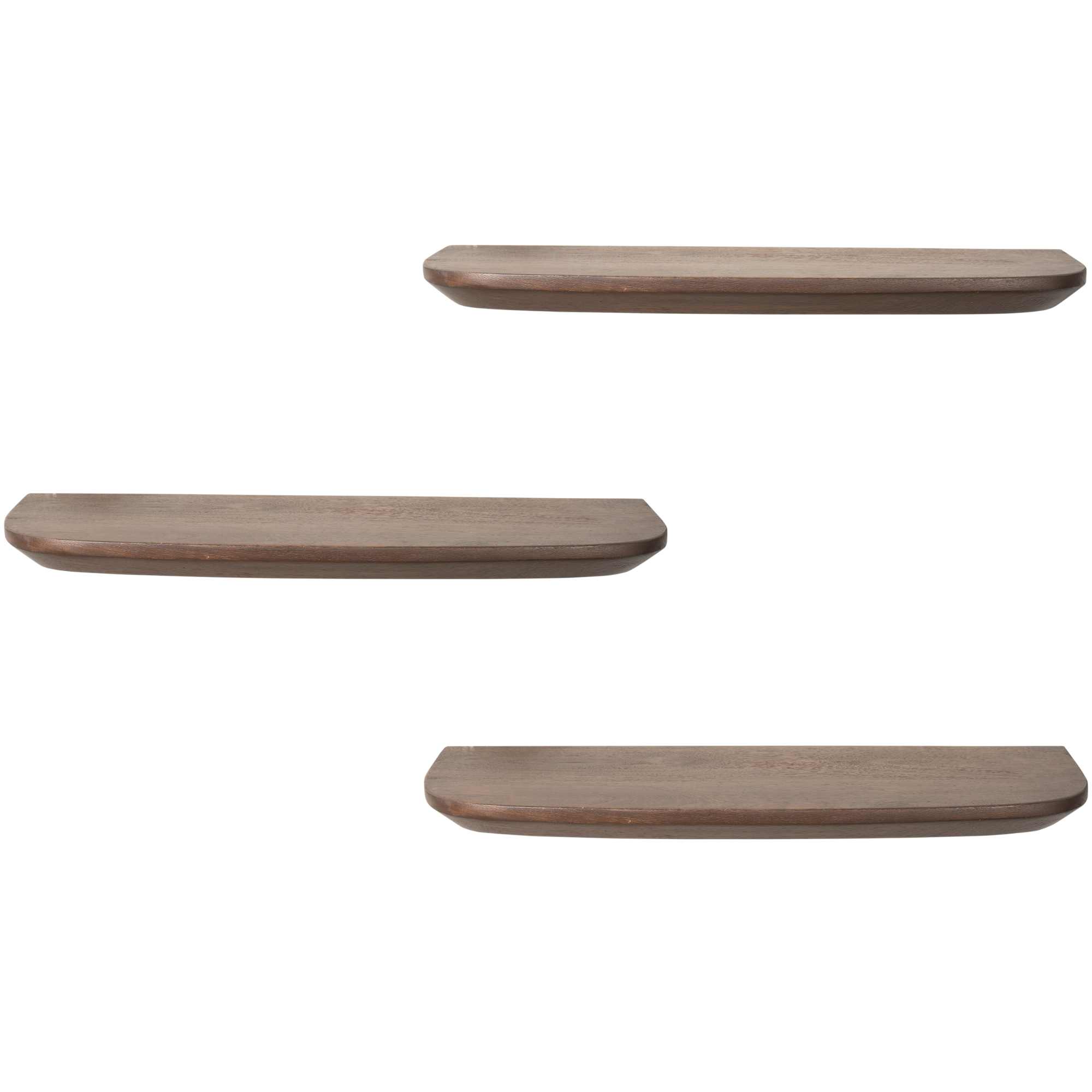 Set van 3 wandplanken van mangohout in bruin, 60 cm, handgemaakt met authentieke uitstraling