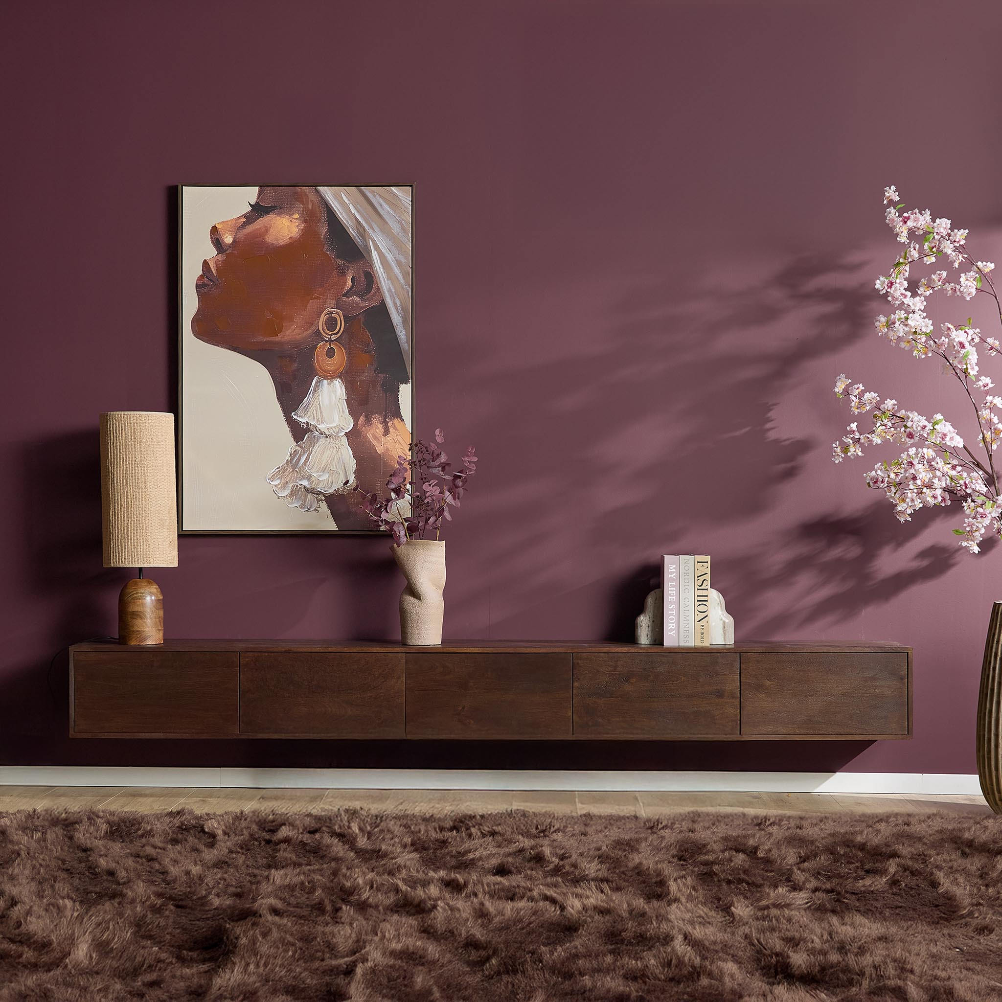 TV-meubel Skietira Bruin 280 cm - Afbeelding 6
