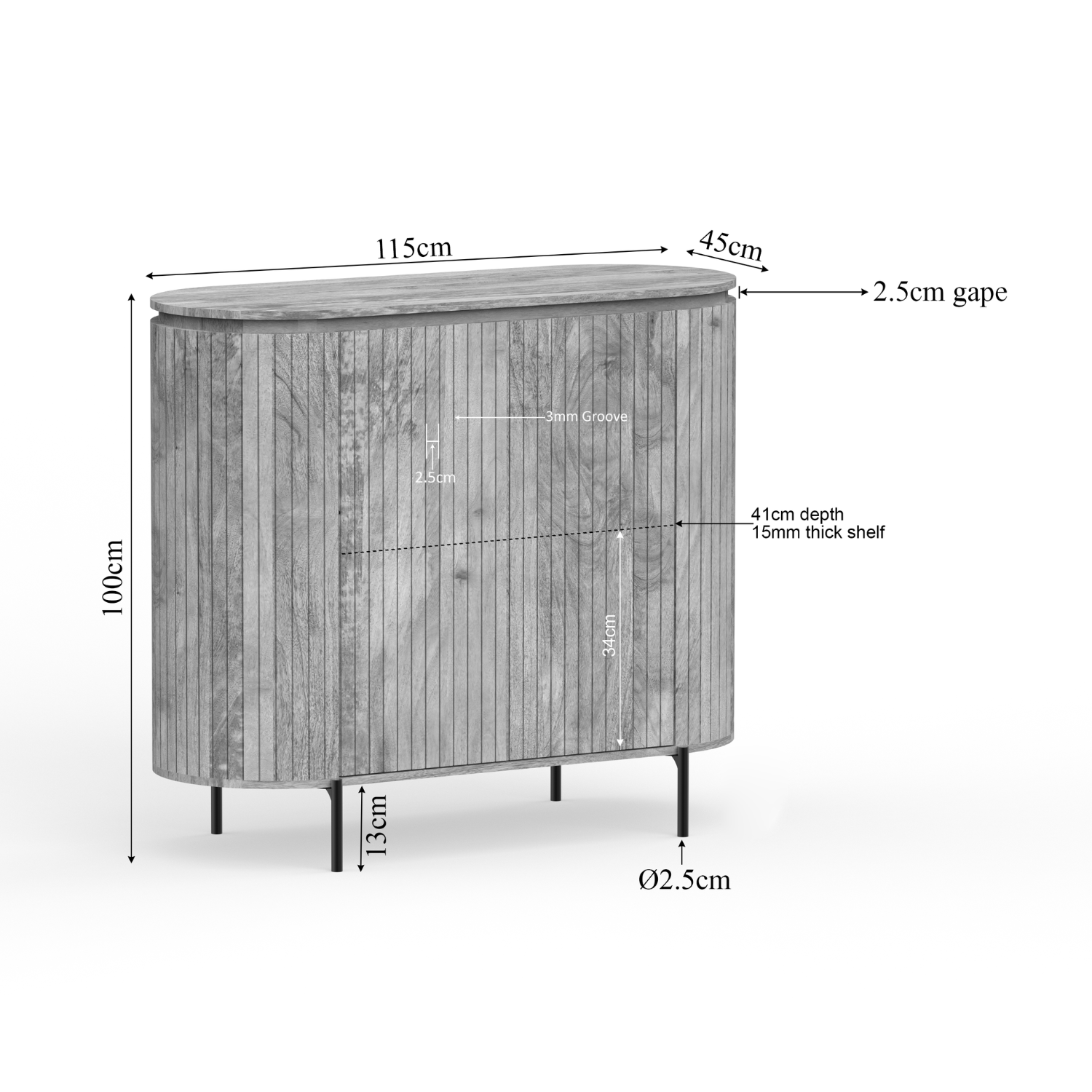 Kast Slaubin Taupe 115 cm - Afbeelding 8