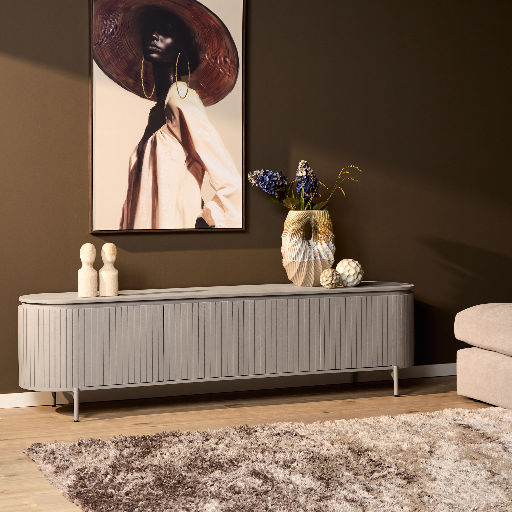 TV-meubel Slolvang Taupe 210 cm