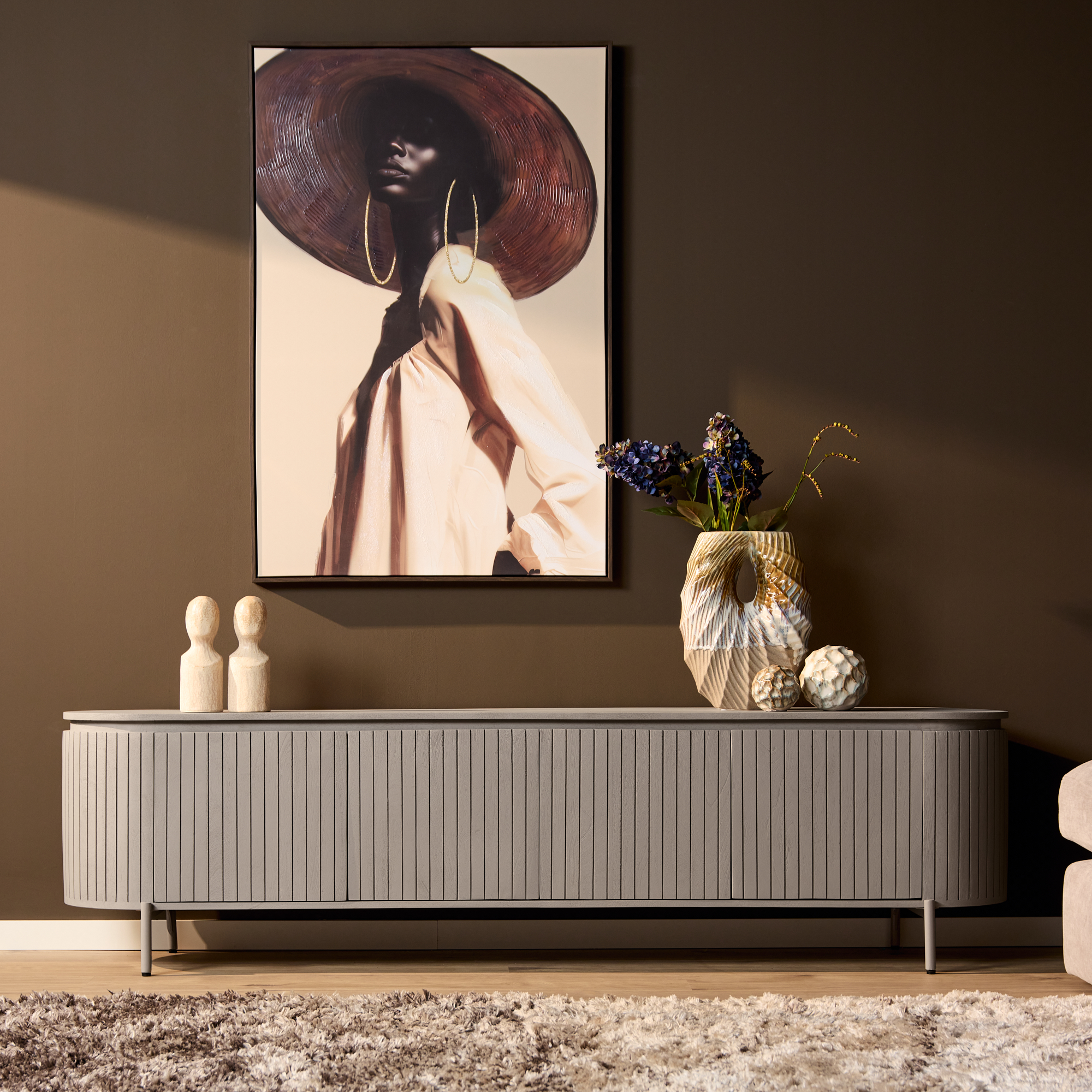 TV-meubel Slolvang Taupe 210 cm - Afbeelding 2