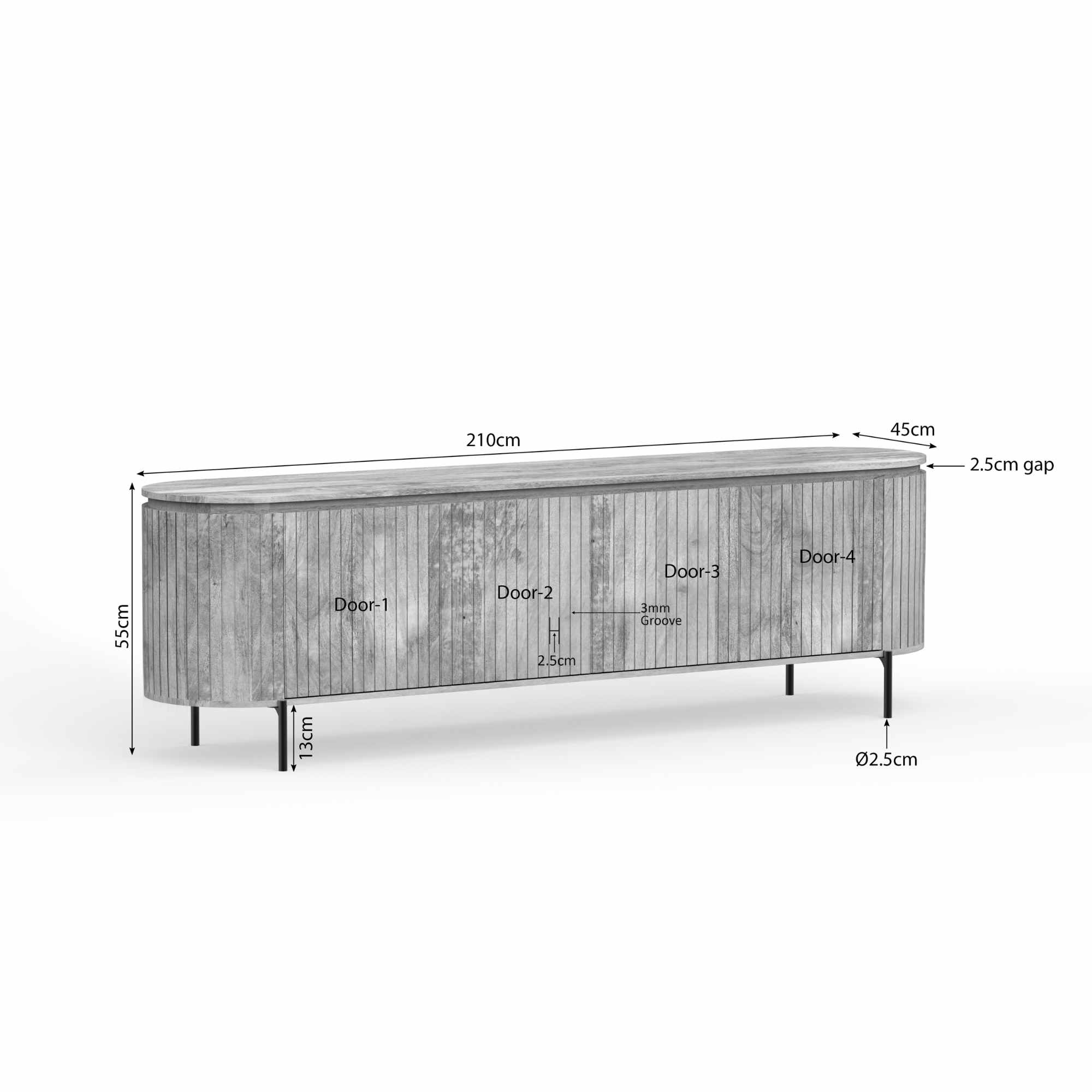TV-meubel Slolvang Taupe 210 cm - Afbeelding 9